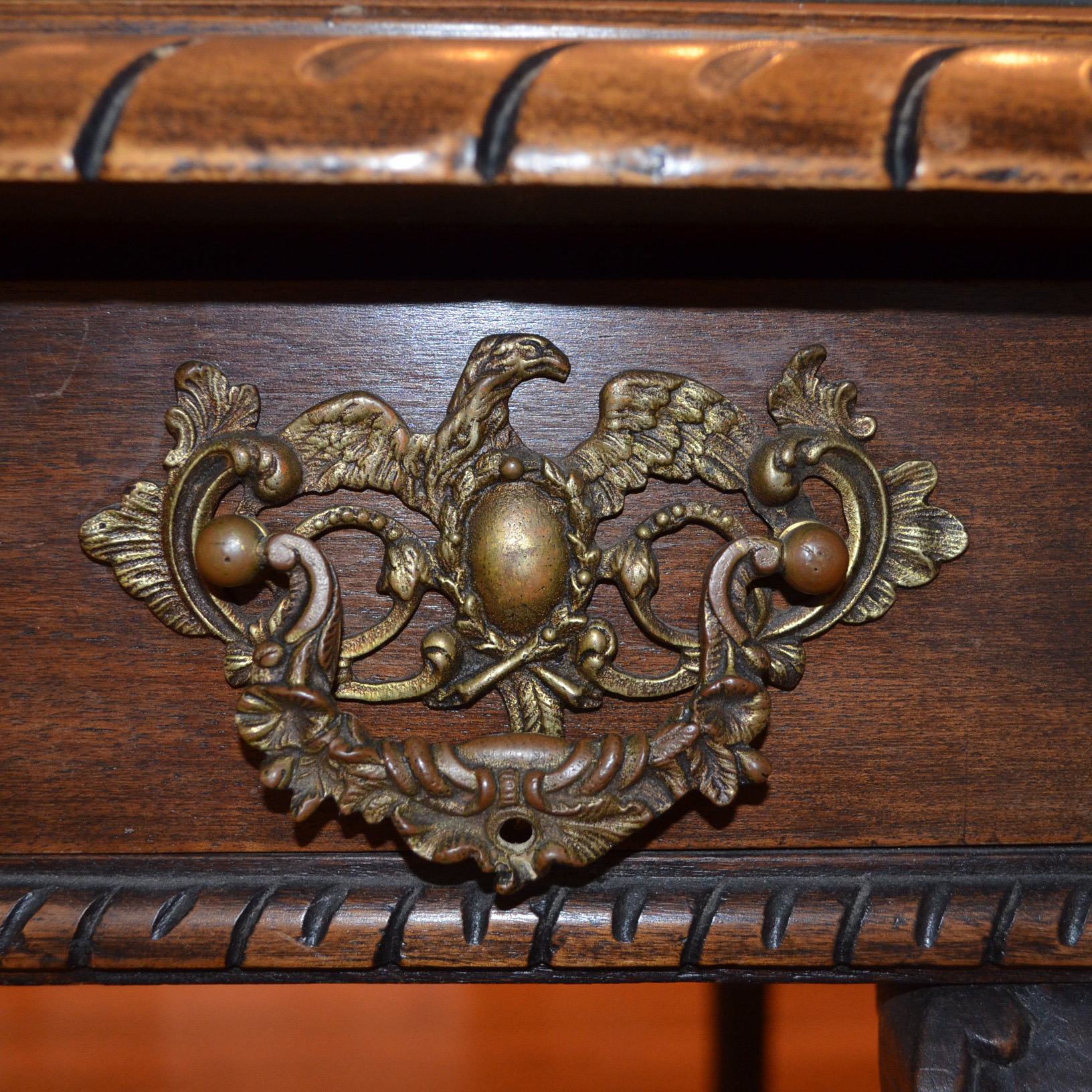 Antique Chippendale Style Poplar Library Table