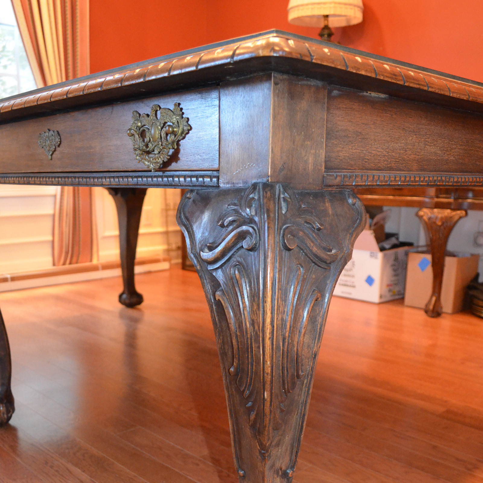 Antique Chippendale Style Poplar Library Table