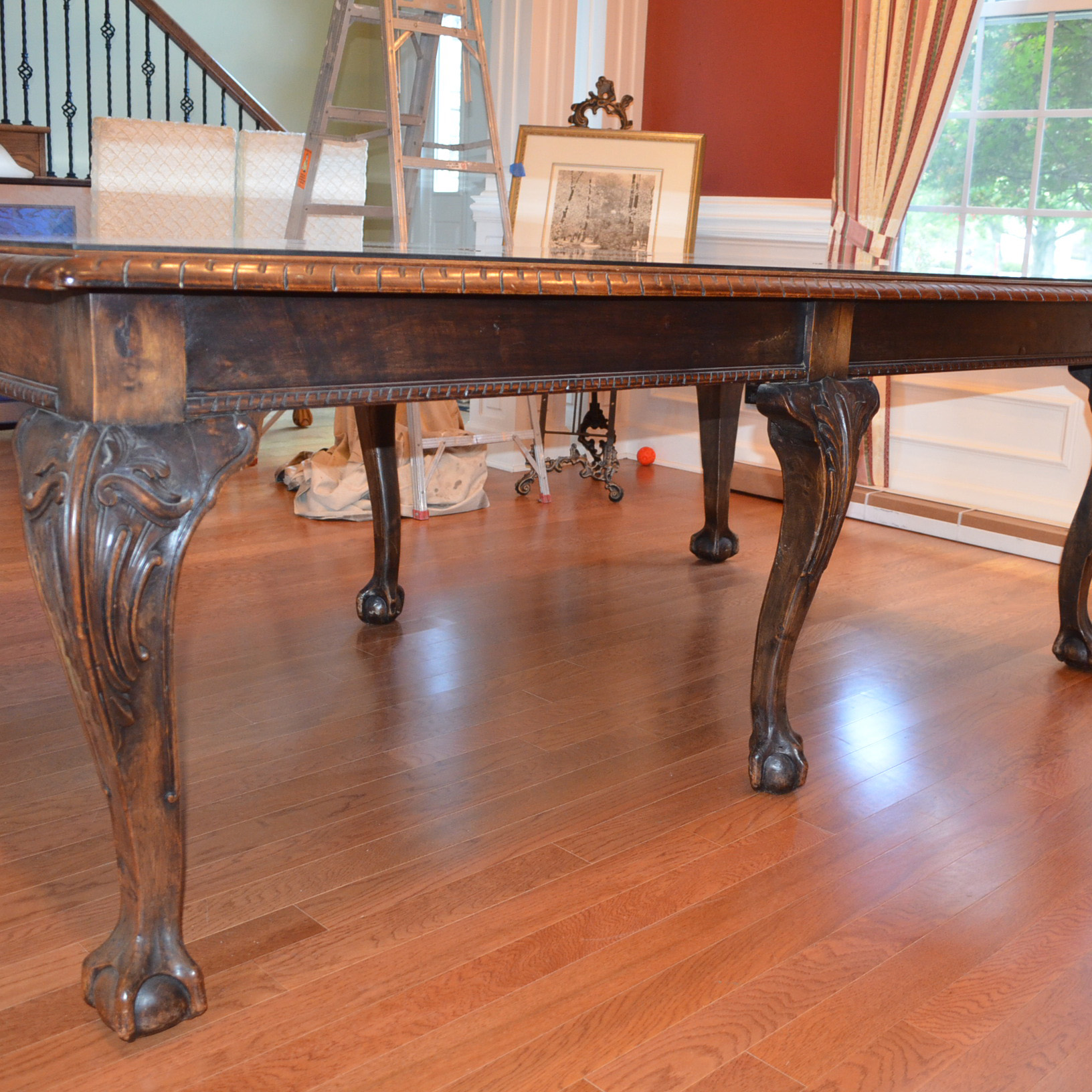 Antique Chippendale Style Poplar Library Table