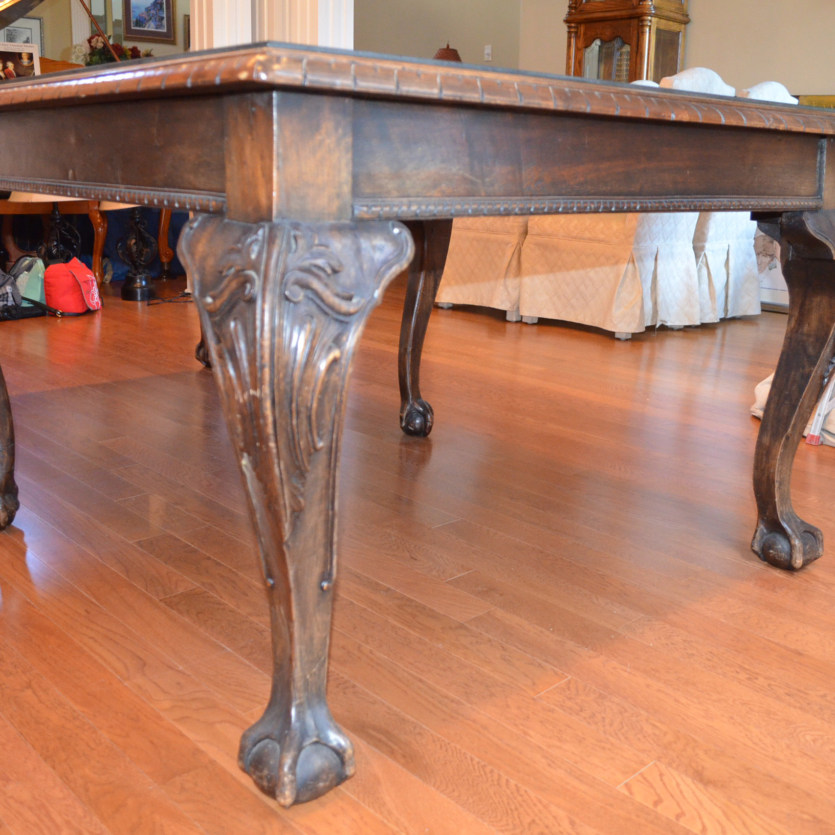 Antique Chippendale Style Poplar Library Table