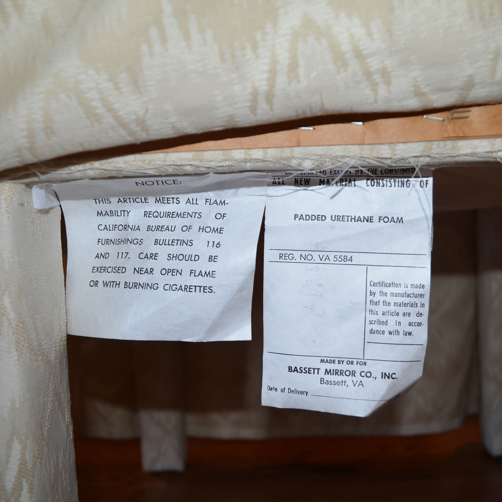 Set of Six Upholstered Dining Chairs by Bassett Mirror Co., INC.