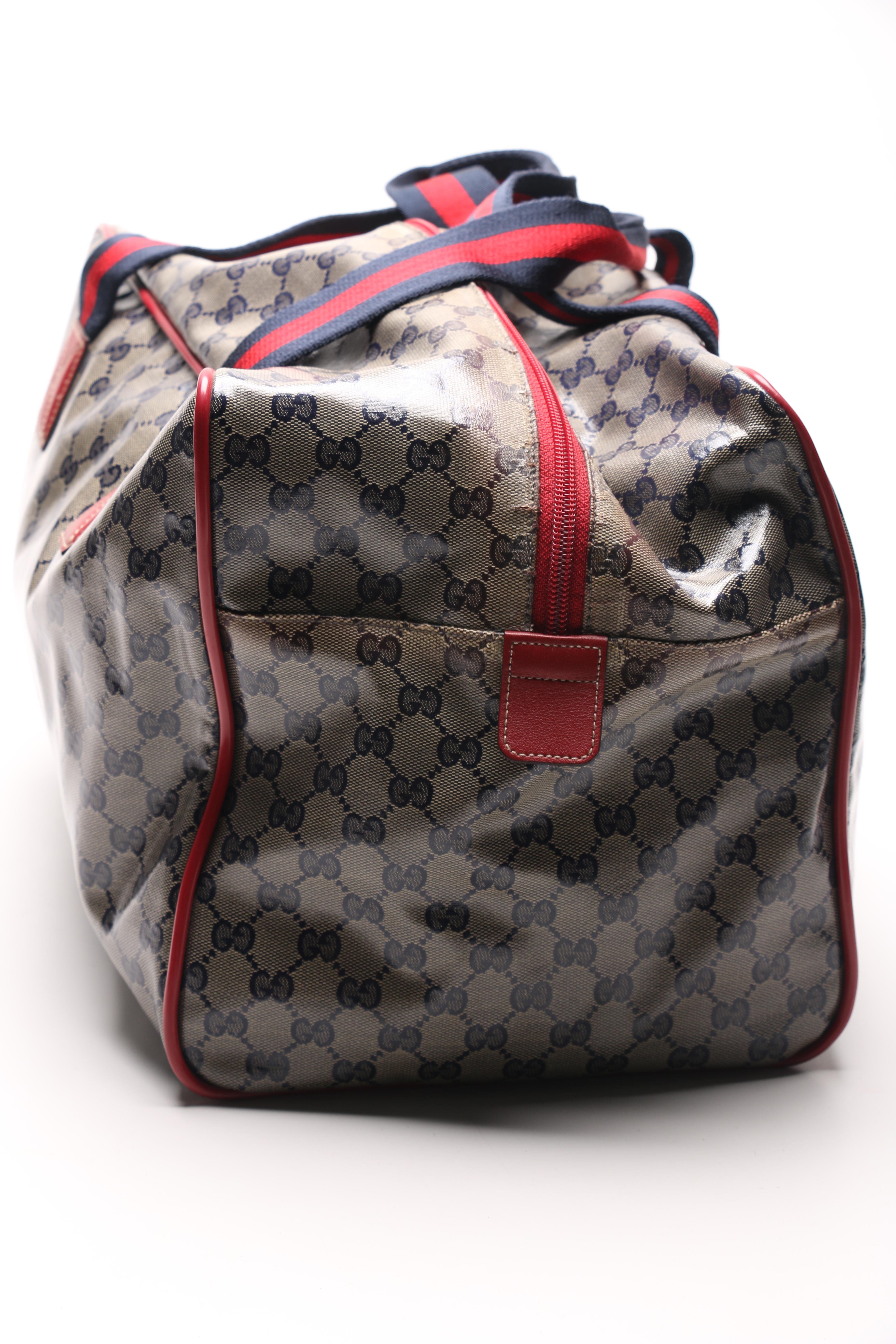 Gucci Navy and Red Supreme Canvas Duffel Bag