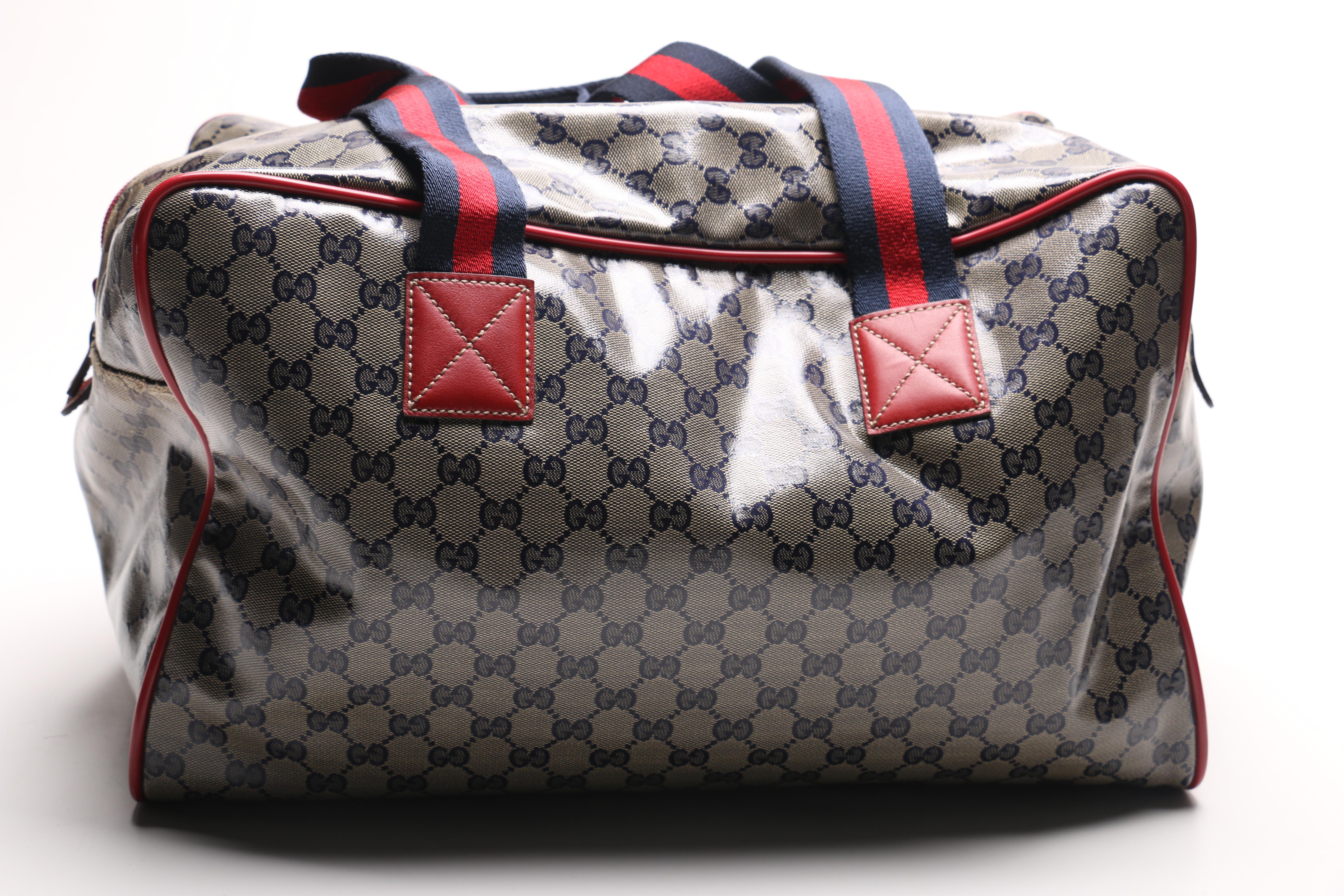 Gucci Navy and Red Supreme Canvas Duffel Bag