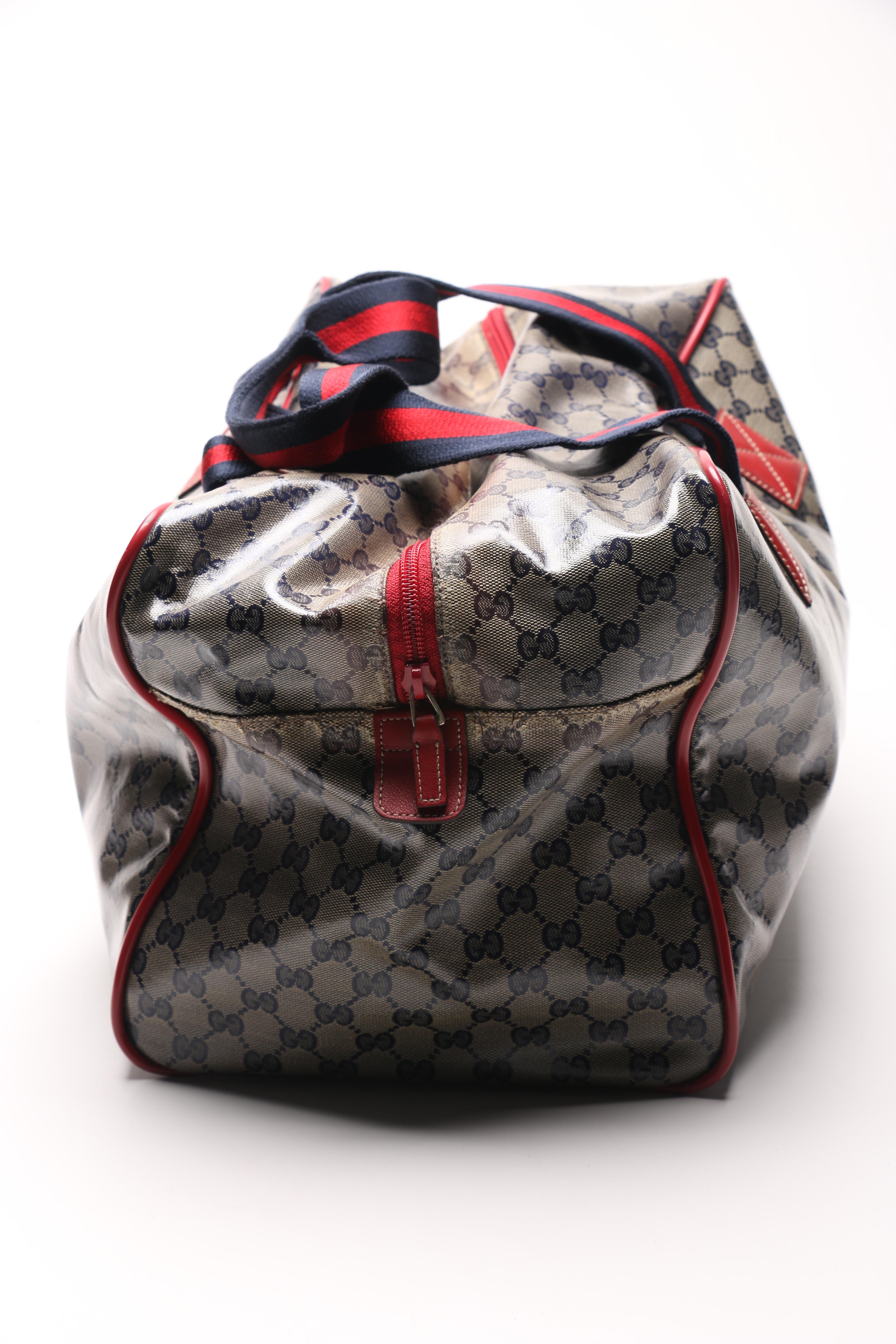 Gucci Navy and Red Supreme Canvas Duffel Bag
