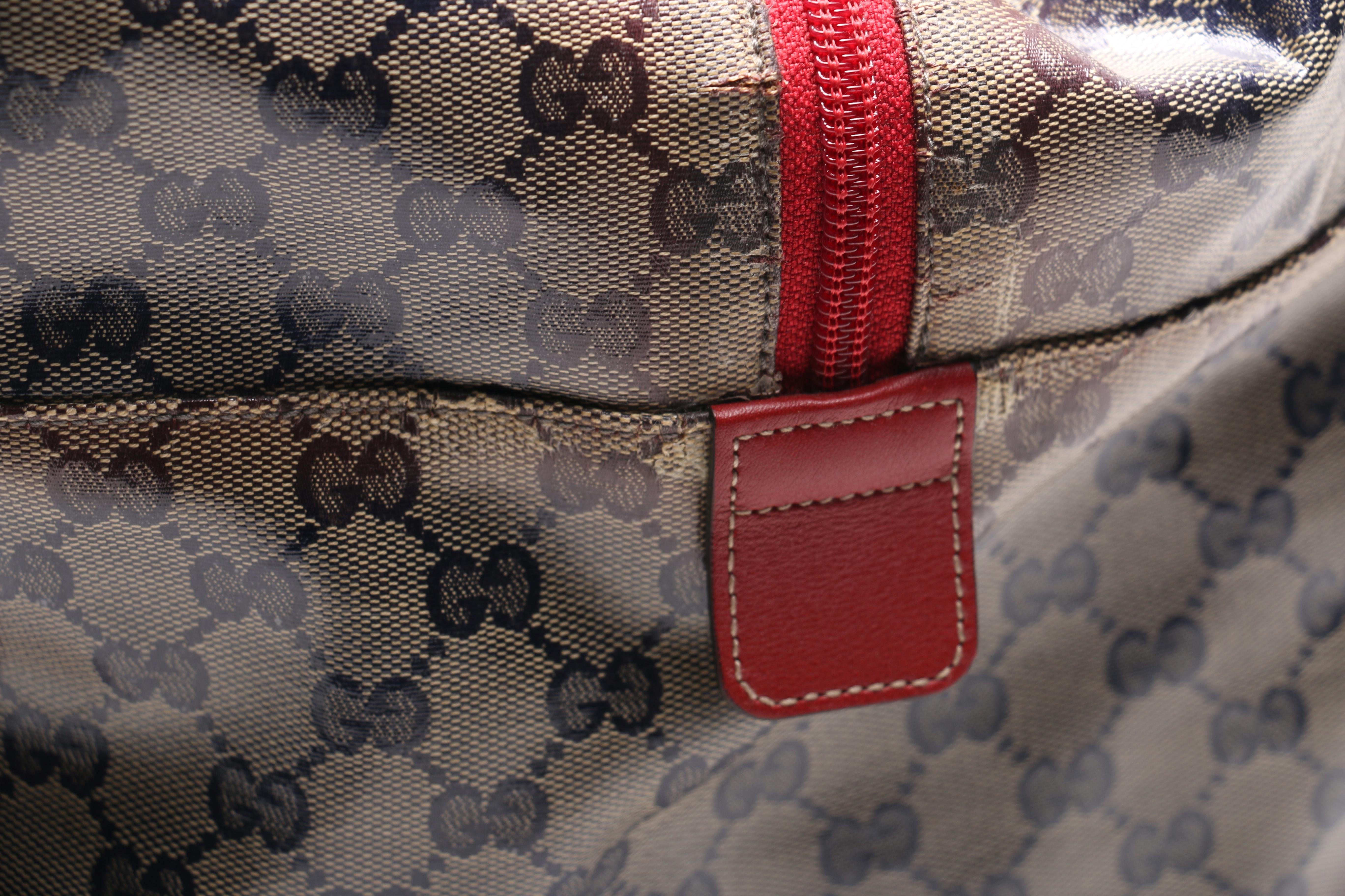 Gucci Navy and Red Supreme Canvas Duffel Bag