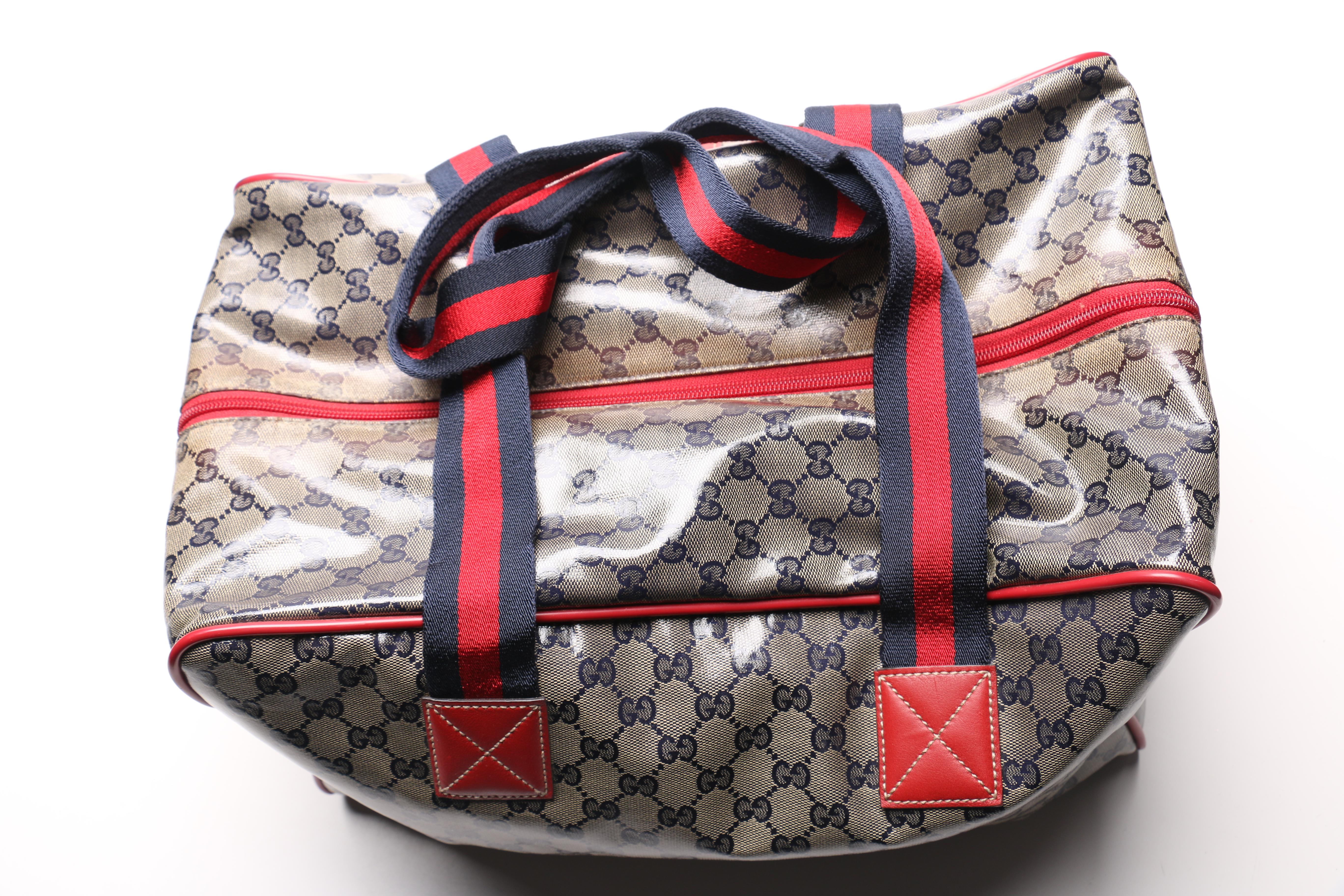 Gucci Navy and Red Supreme Canvas Duffel Bag
