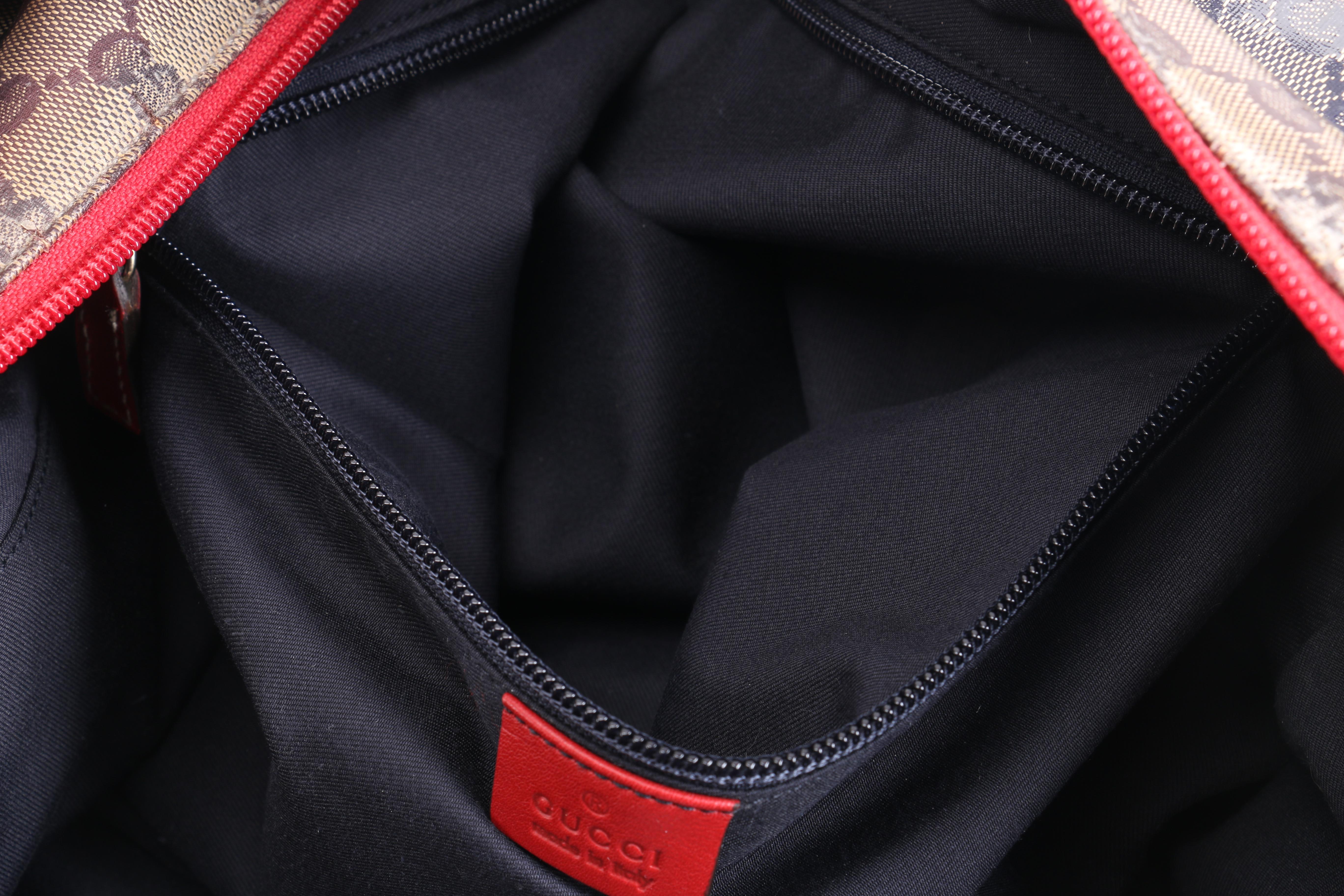 Gucci Navy and Red Supreme Canvas Duffel Bag