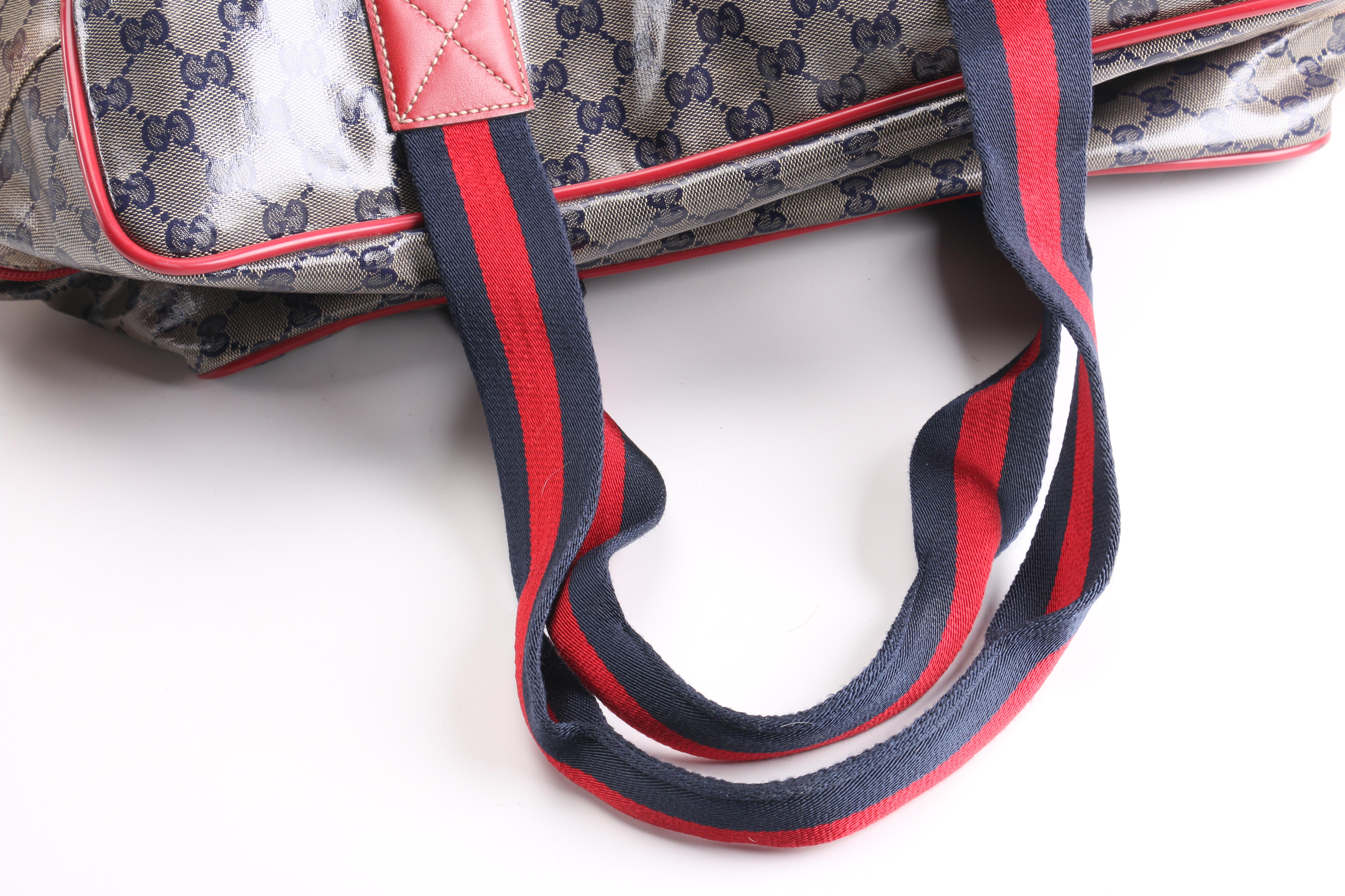 Gucci Navy and Red Supreme Canvas Duffel Bag