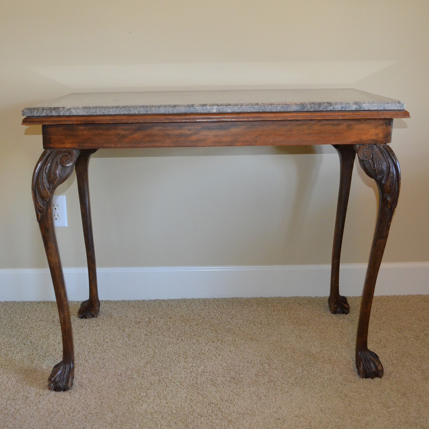Vintage Granite Top Console Table