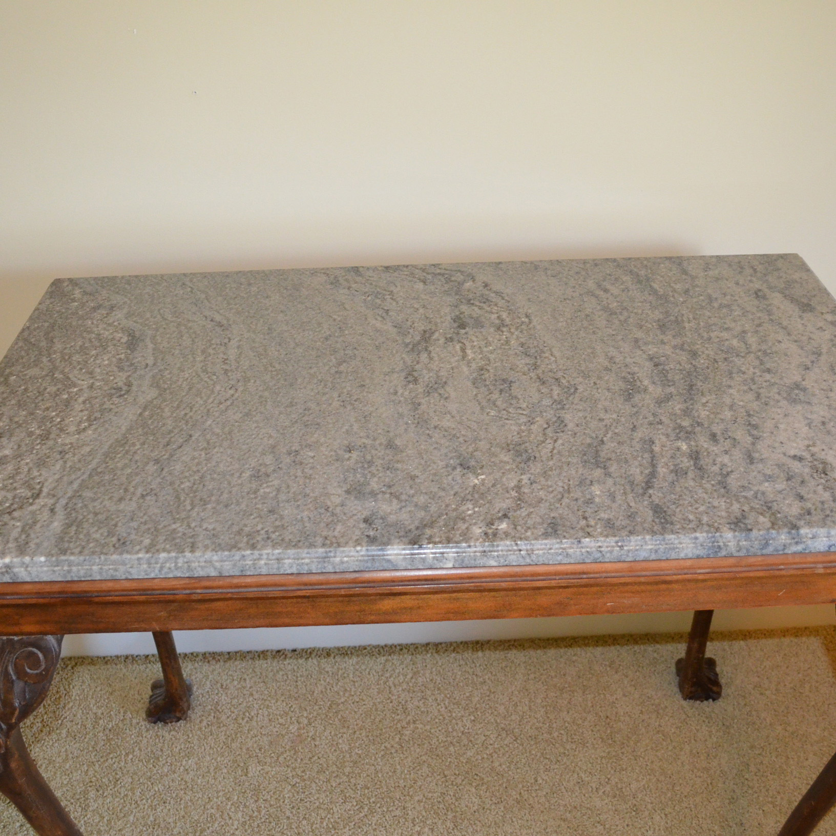 Vintage Granite Top Console Table