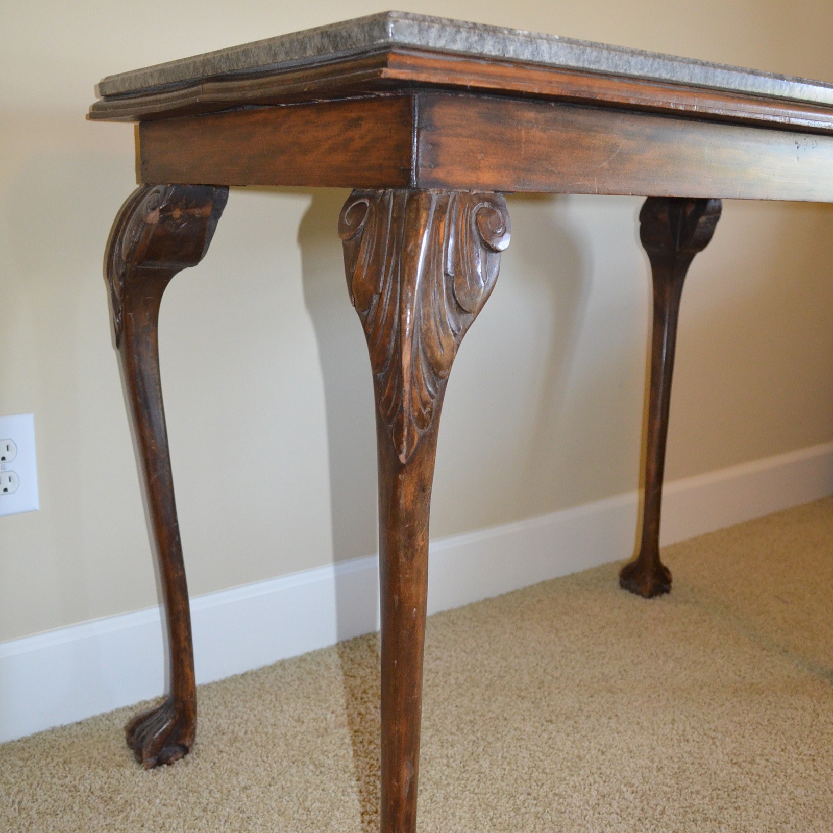 Vintage Granite Top Console Table