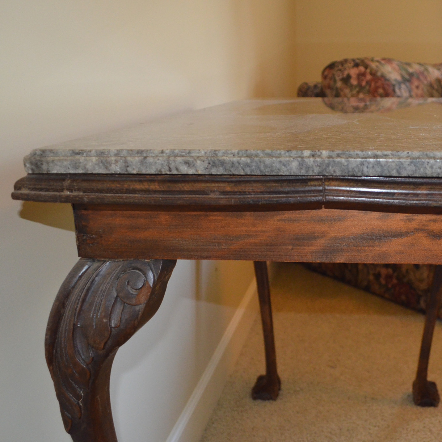 Vintage Granite Top Console Table