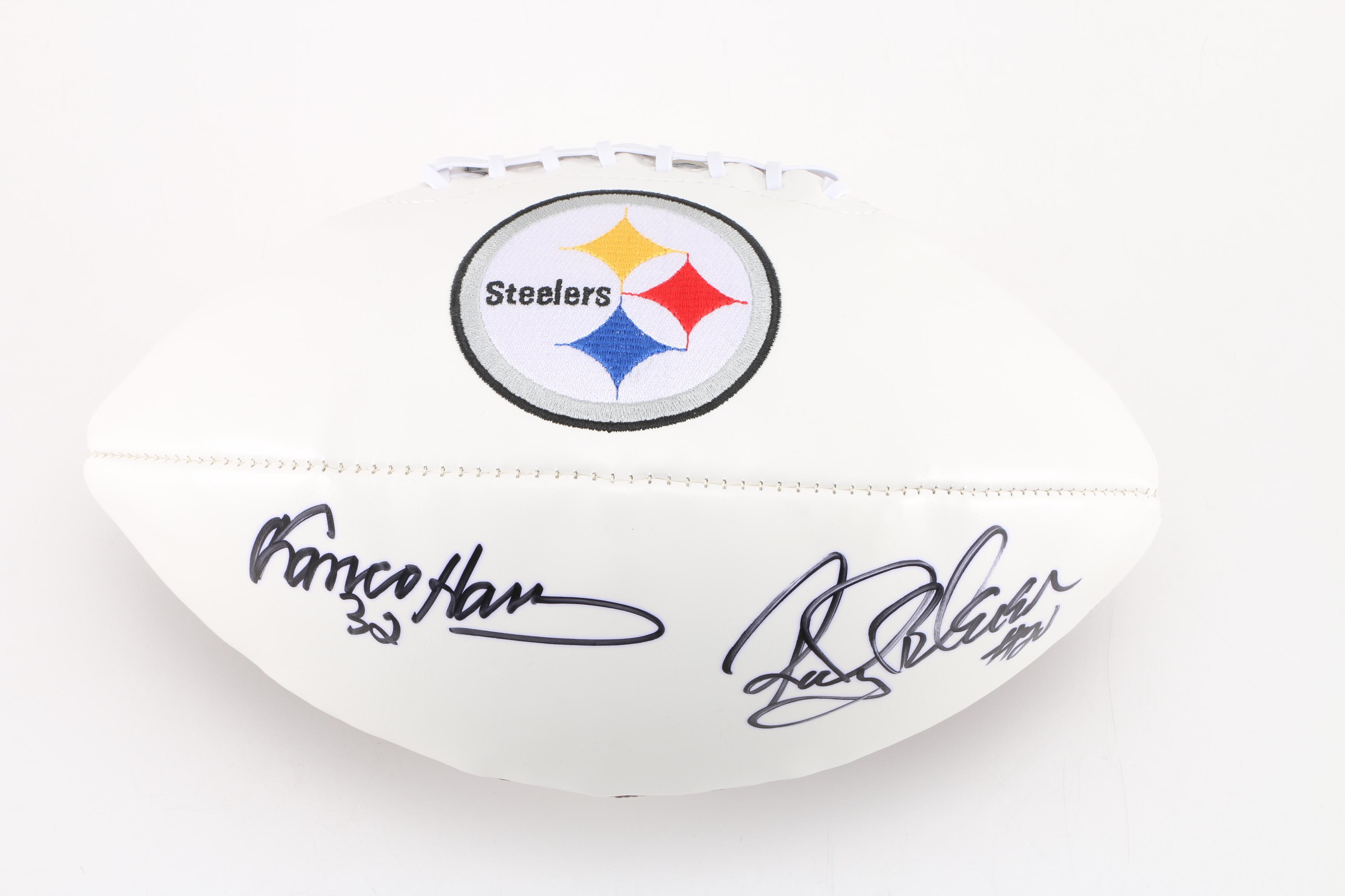 Franco Harris and Rocky Bleier Signed Football