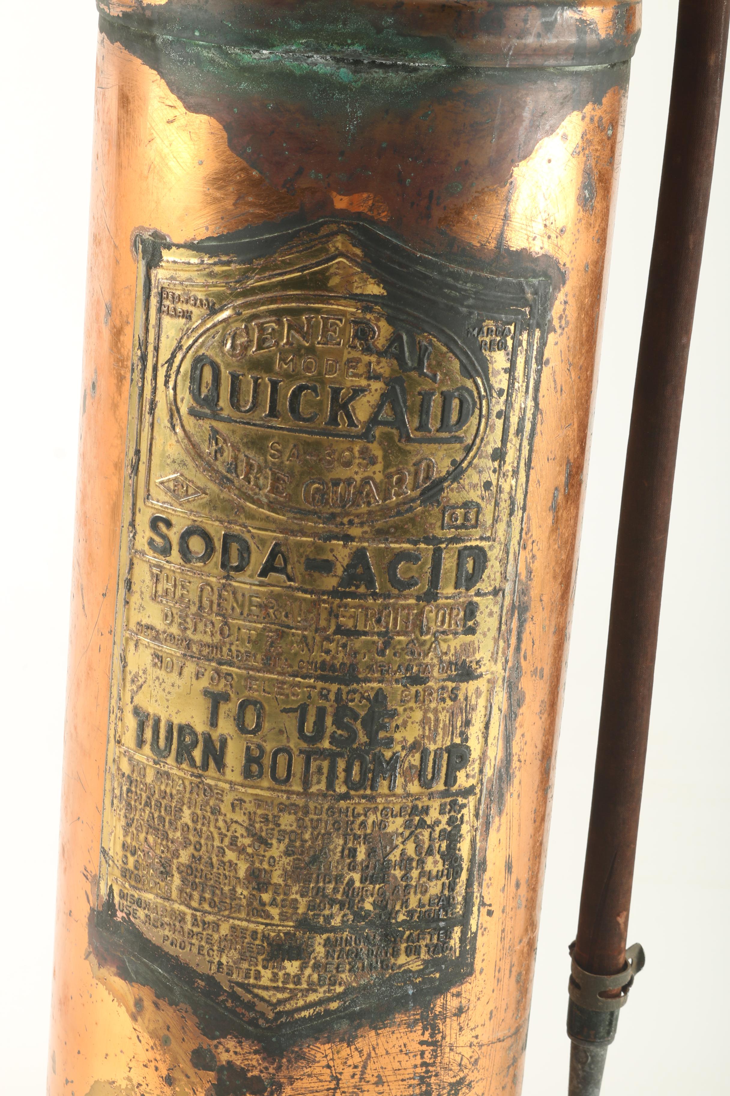 1940s Quick Aid SA-303 Copper and Brass Fire Guard Extinguisher