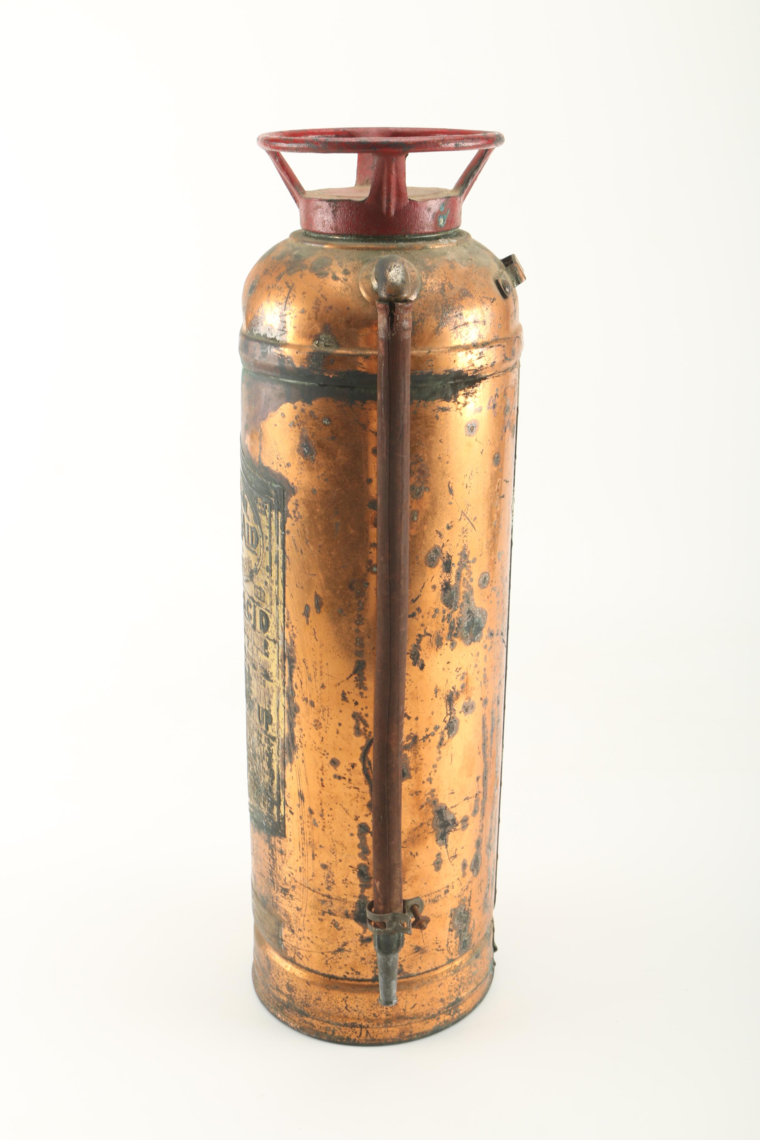 1940s Quick Aid SA-303 Copper and Brass Fire Guard Extinguisher