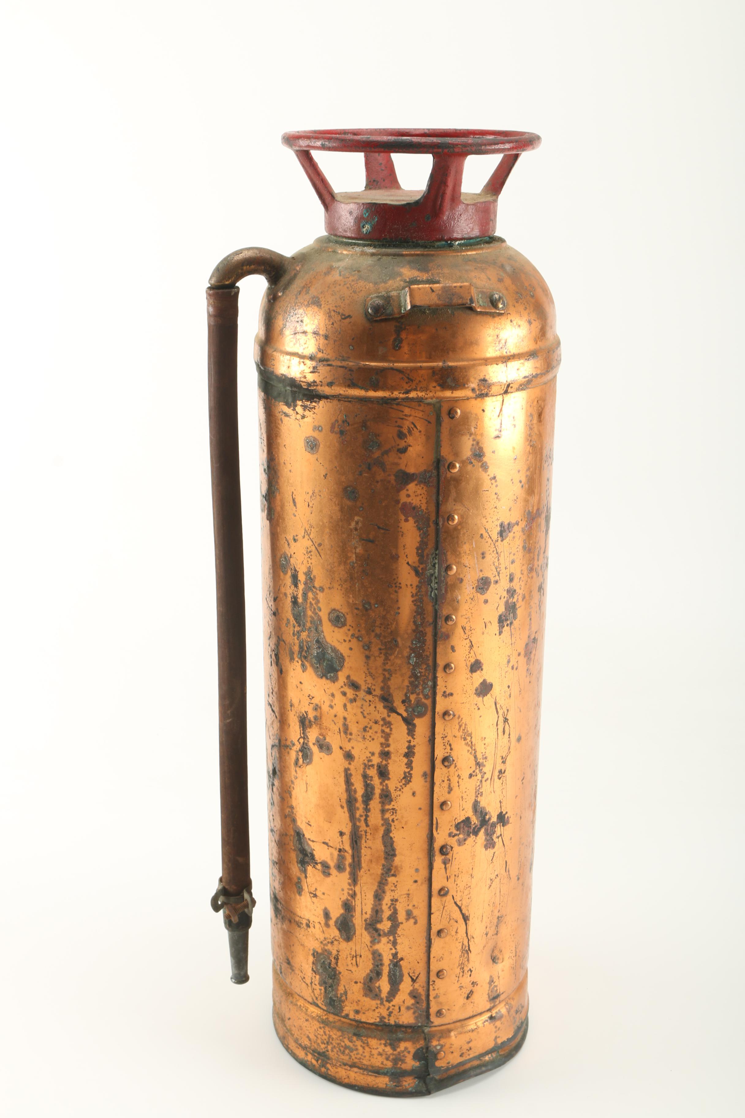1940s Quick Aid SA-303 Copper and Brass Fire Guard Extinguisher