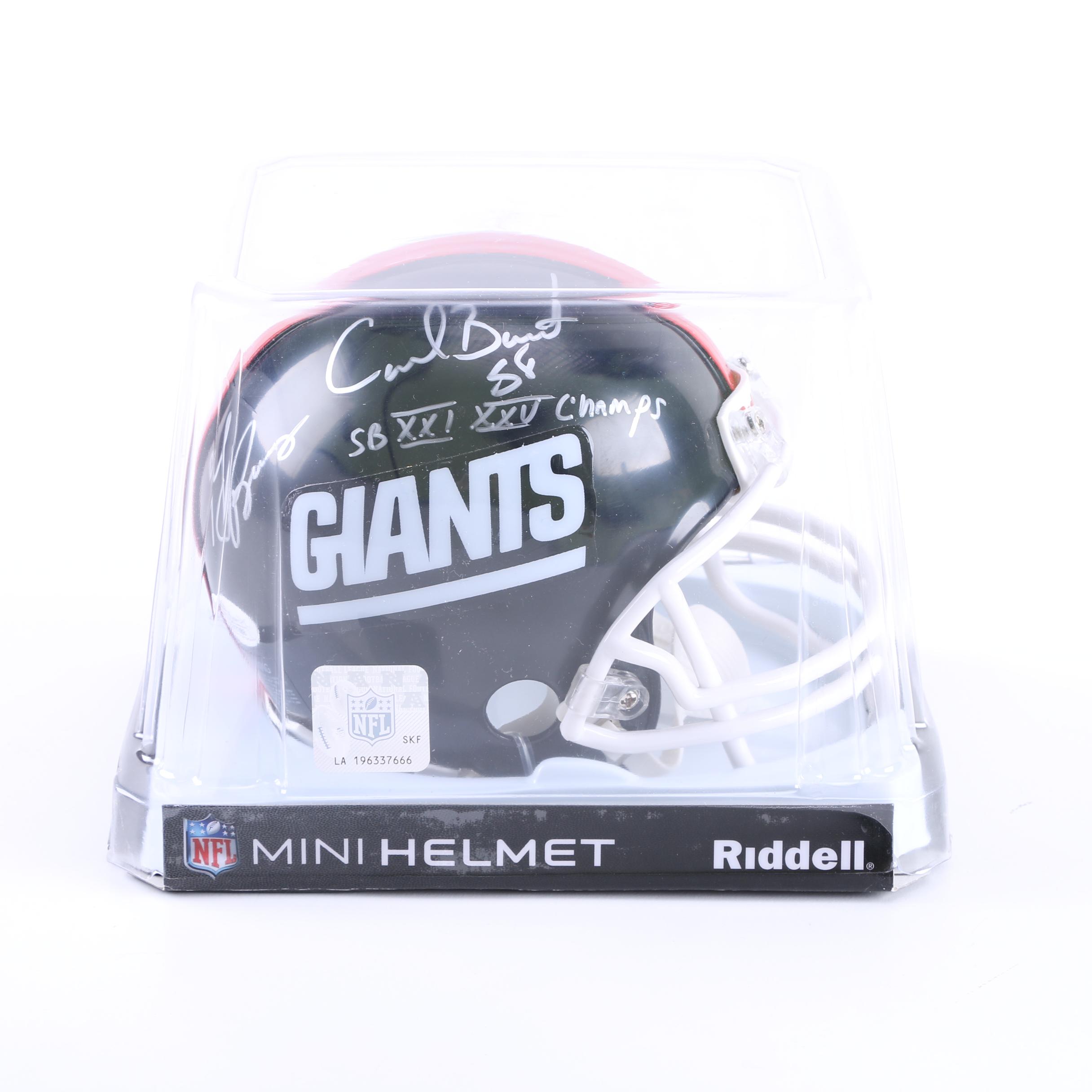 Harry Carson, Carl Banks, and Lawrence Taylor Signed Mini Helmet