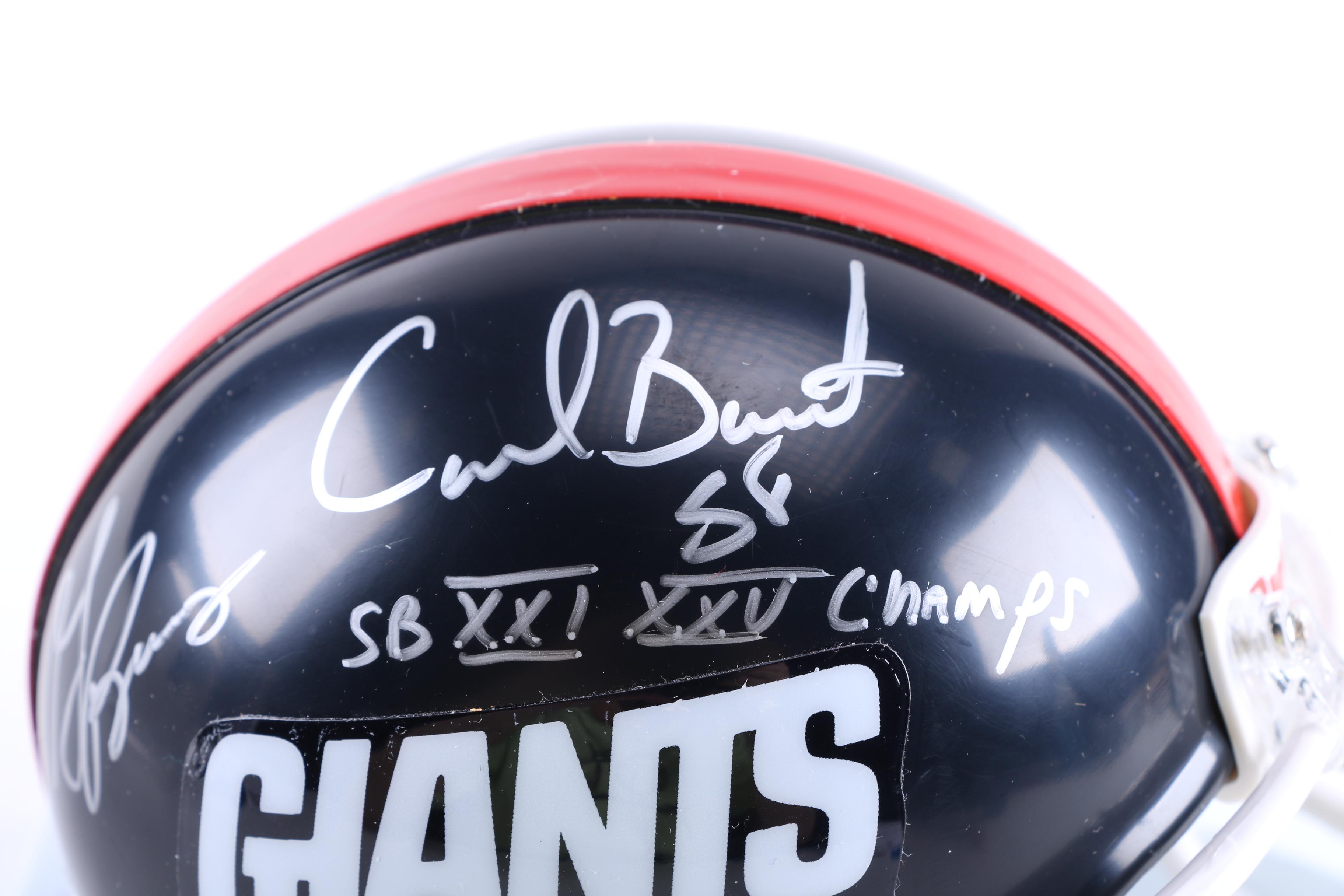Harry Carson, Carl Banks, and Lawrence Taylor Signed Mini Helmet