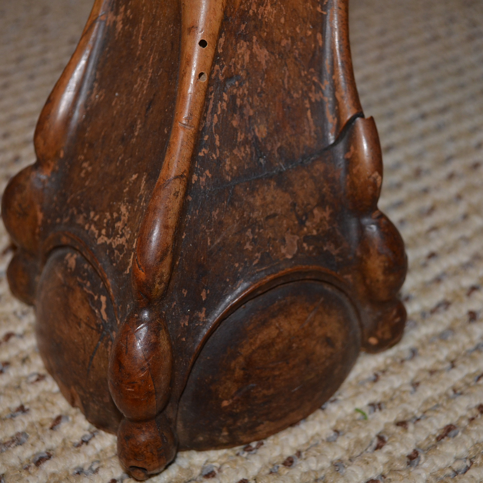 Vintage Queen Anne Style Mahogany Table with Wicker Chair