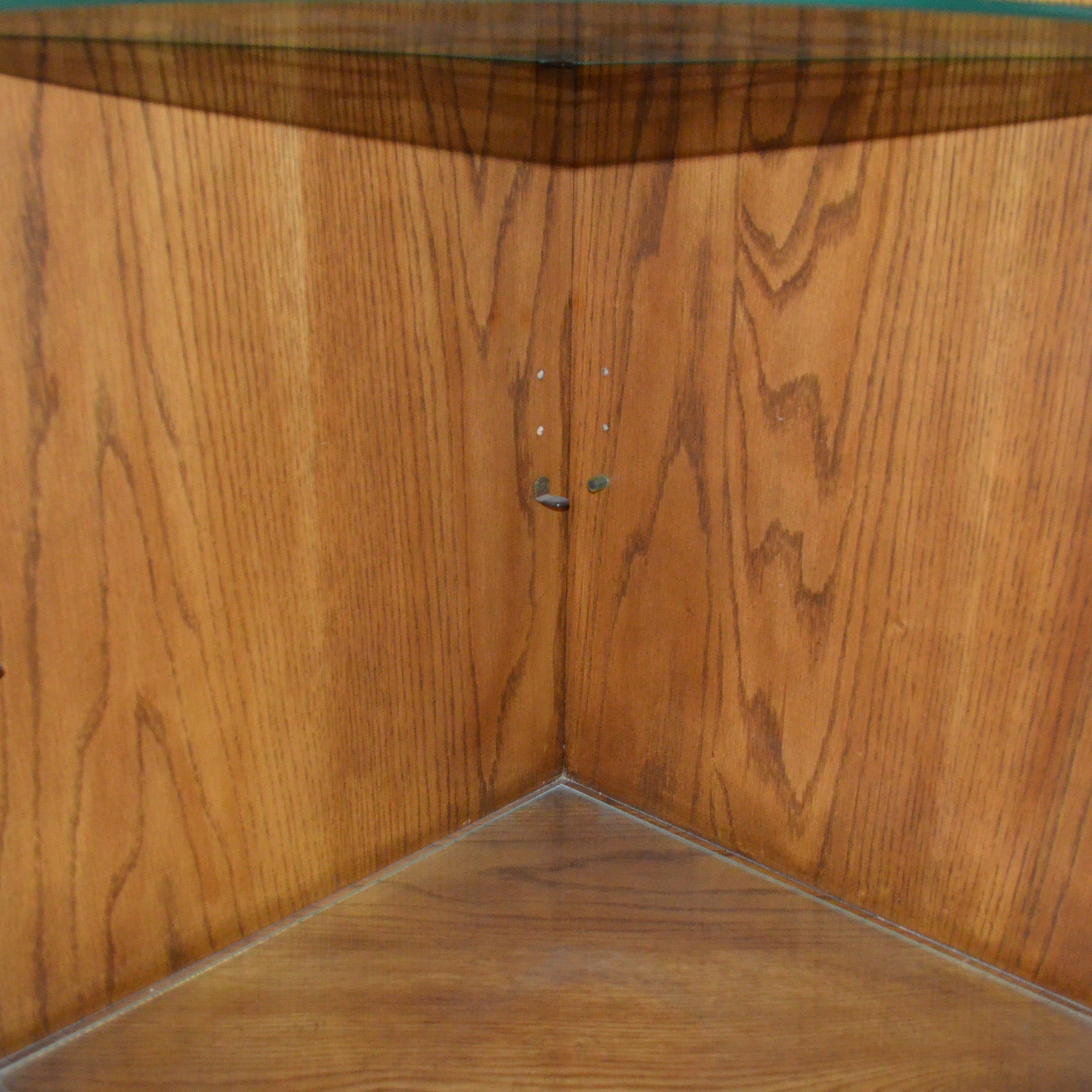 Vintage Oak Corner Display Cabinets by Drexel Heritage