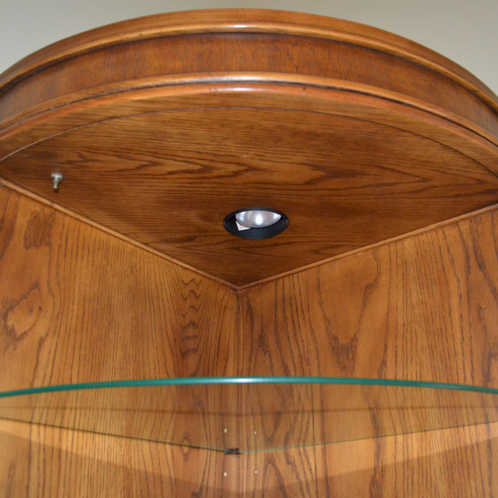 Vintage Oak Corner Display Cabinets by Drexel Heritage