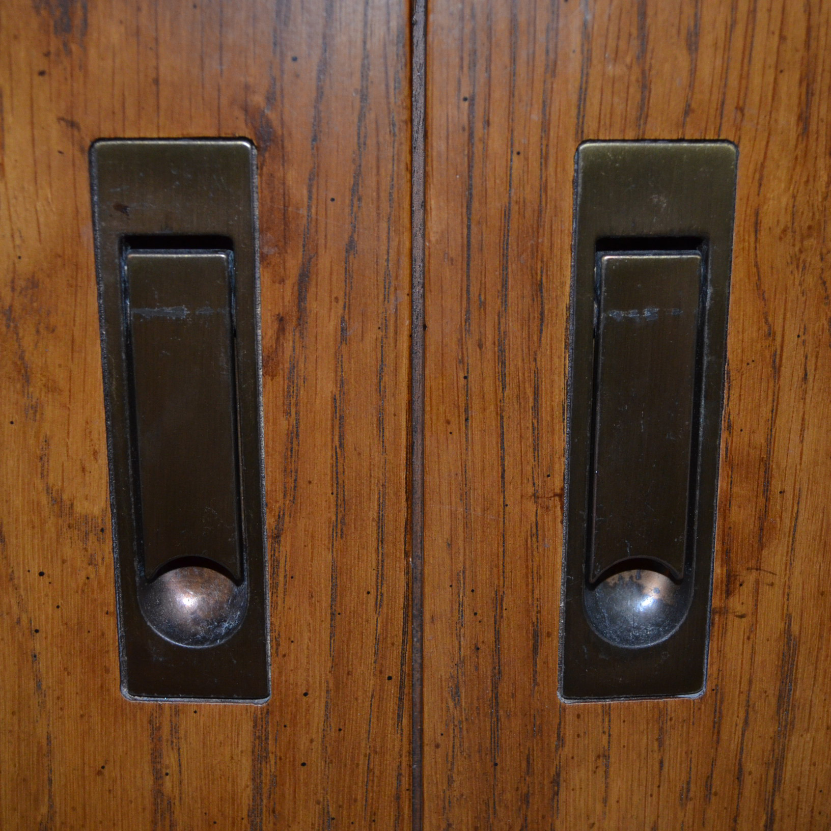 Vintage Oak Corner Display Cabinets by Drexel Heritage