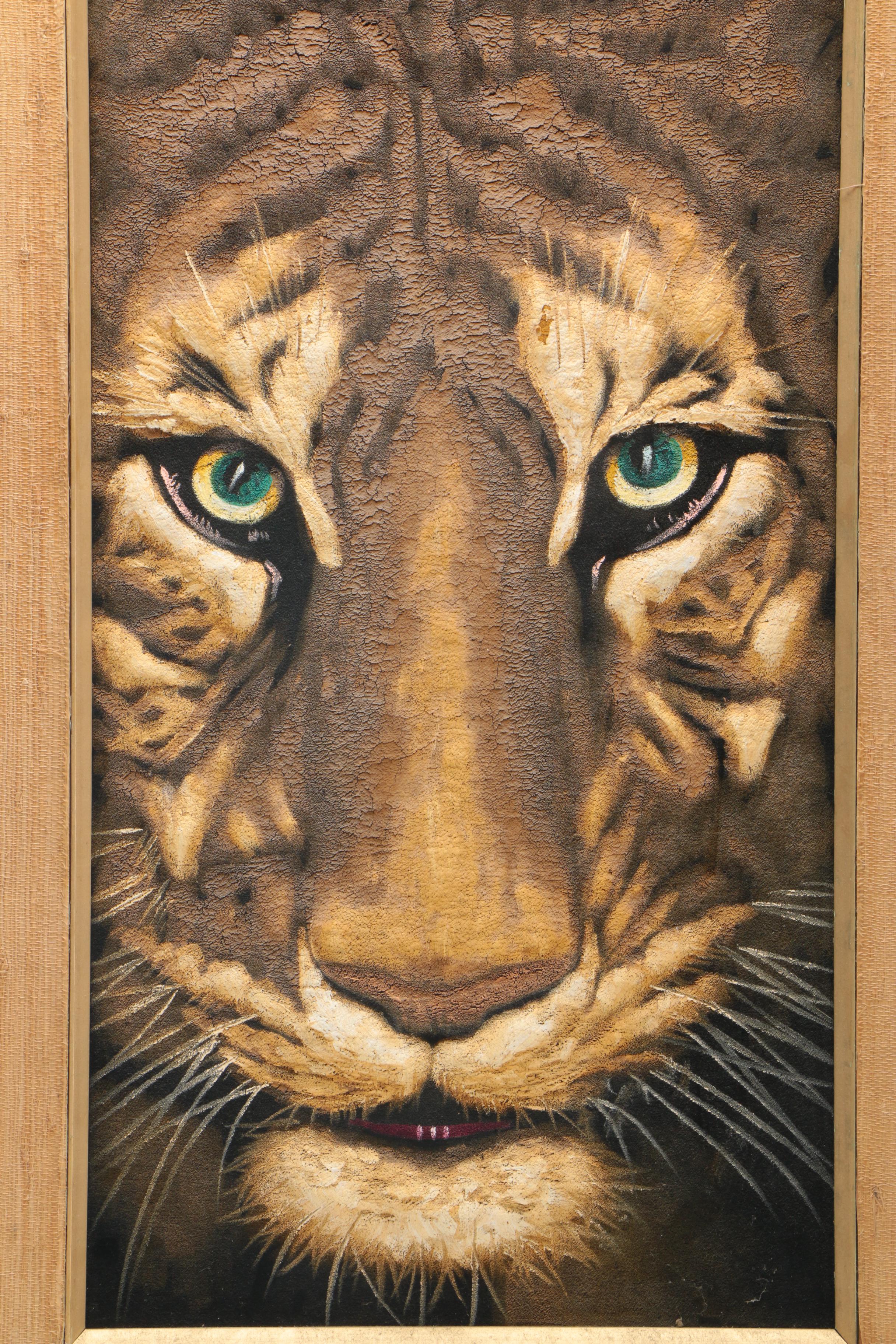 Oil Painting on Velvet of Tiger