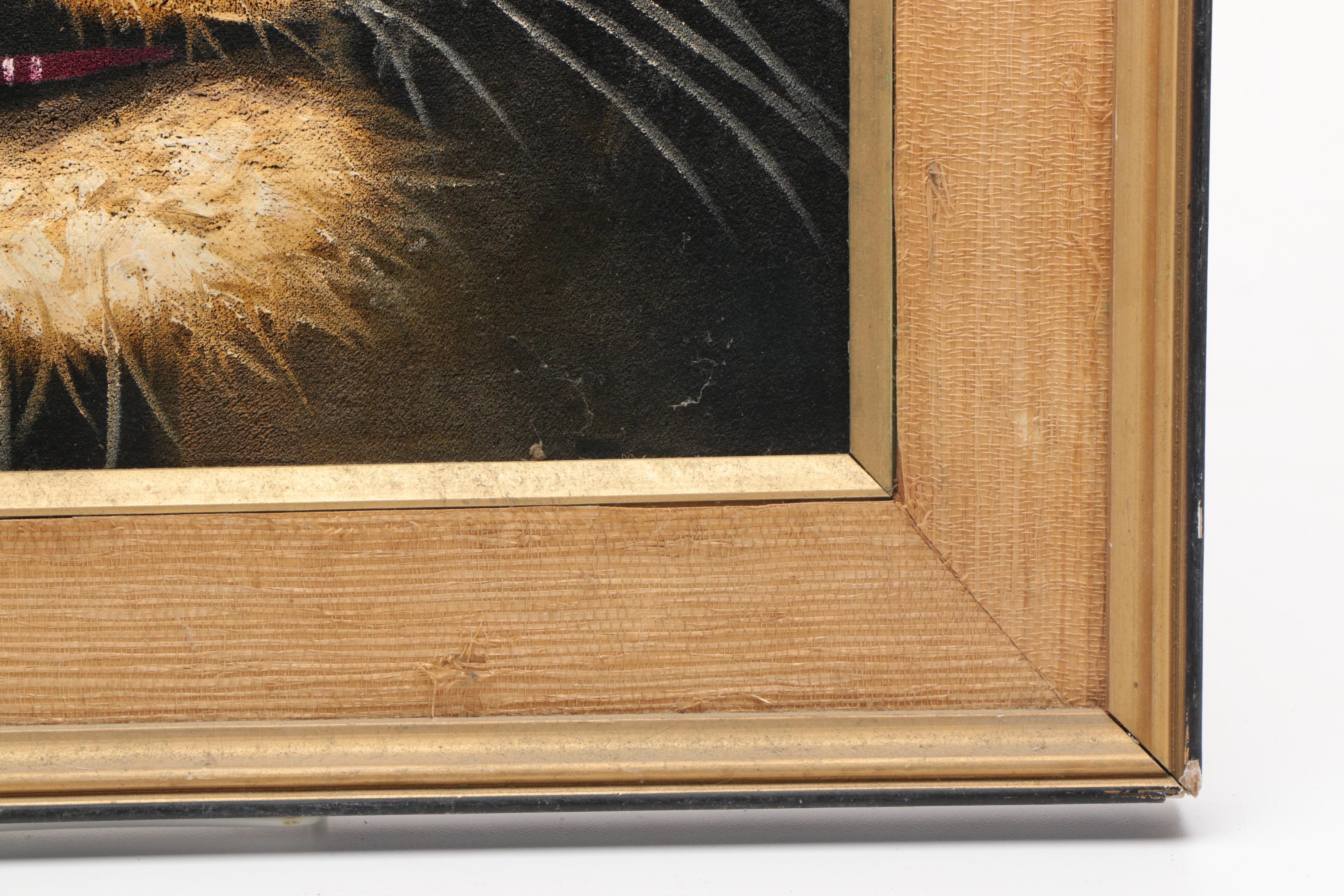 Oil Painting on Velvet of Tiger