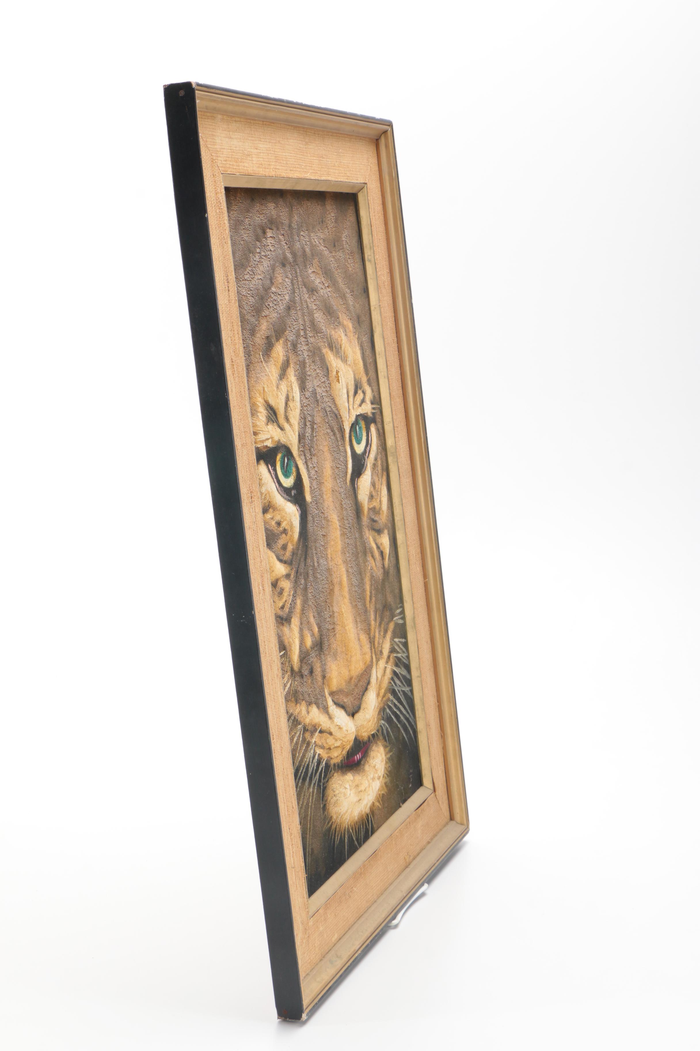 Oil Painting on Velvet of Tiger