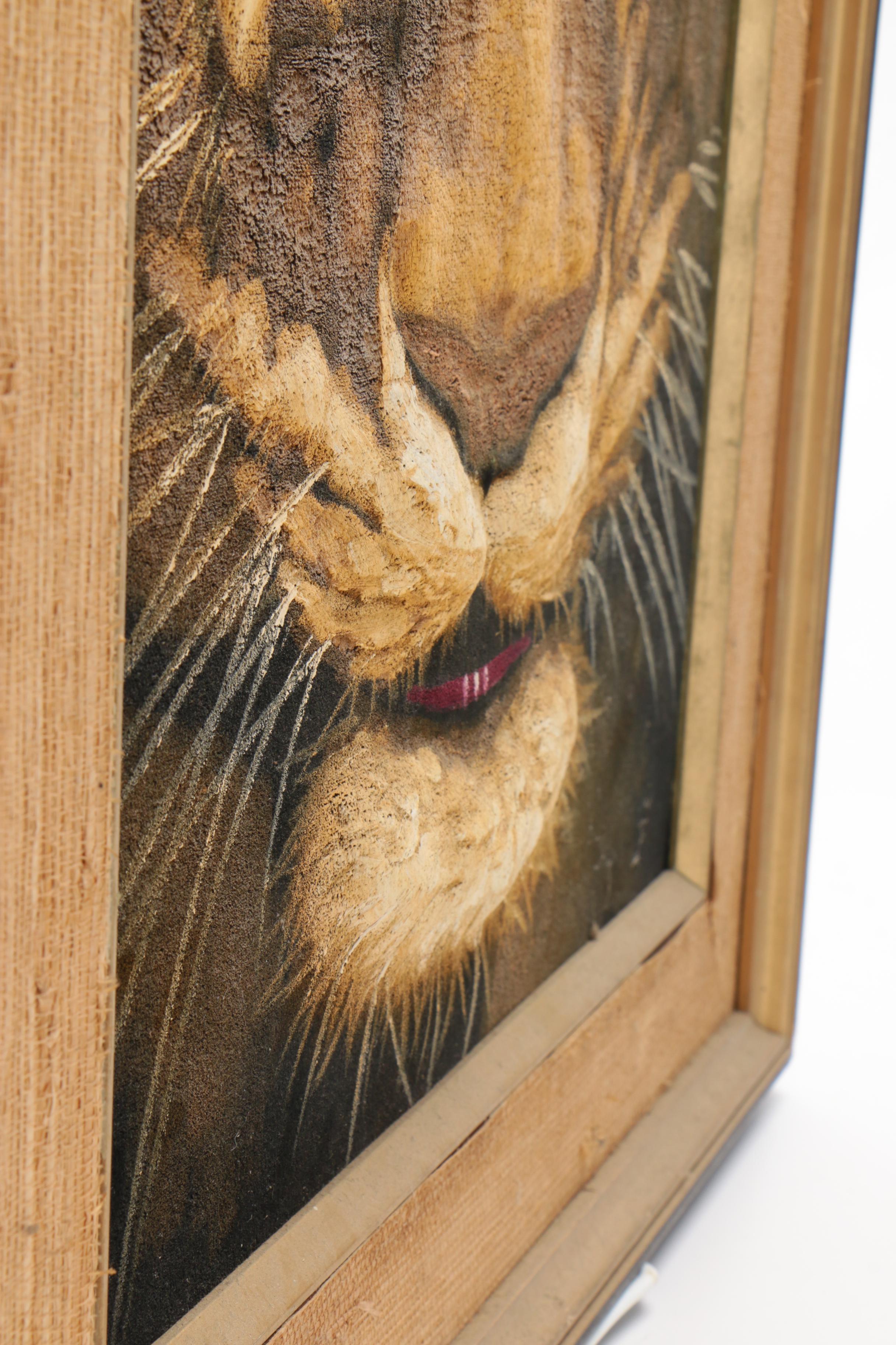 Oil Painting on Velvet of Tiger