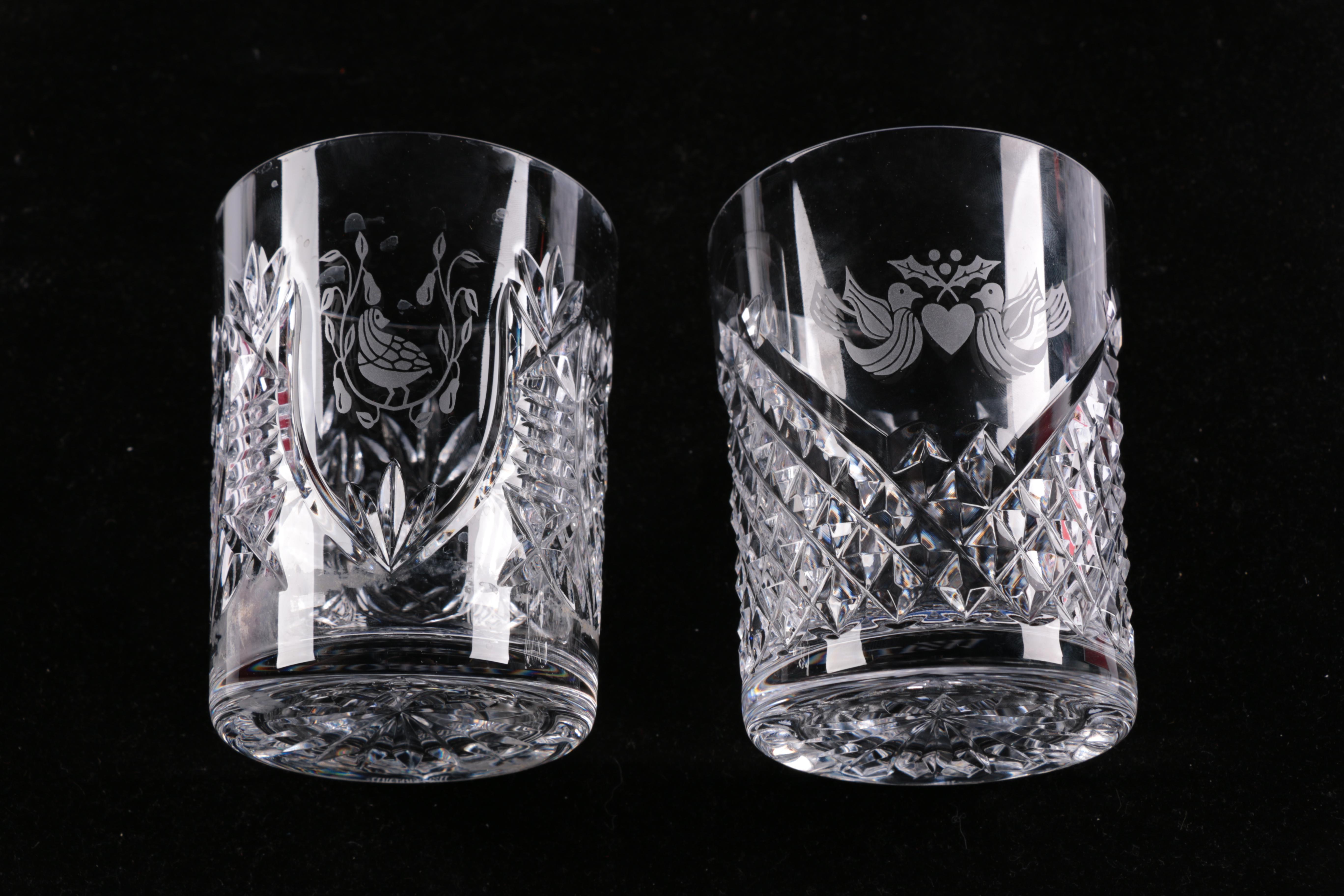 Waterford Crystal Limited Edition "12 Days of Christmas" Double Old-Fashioned Glasses