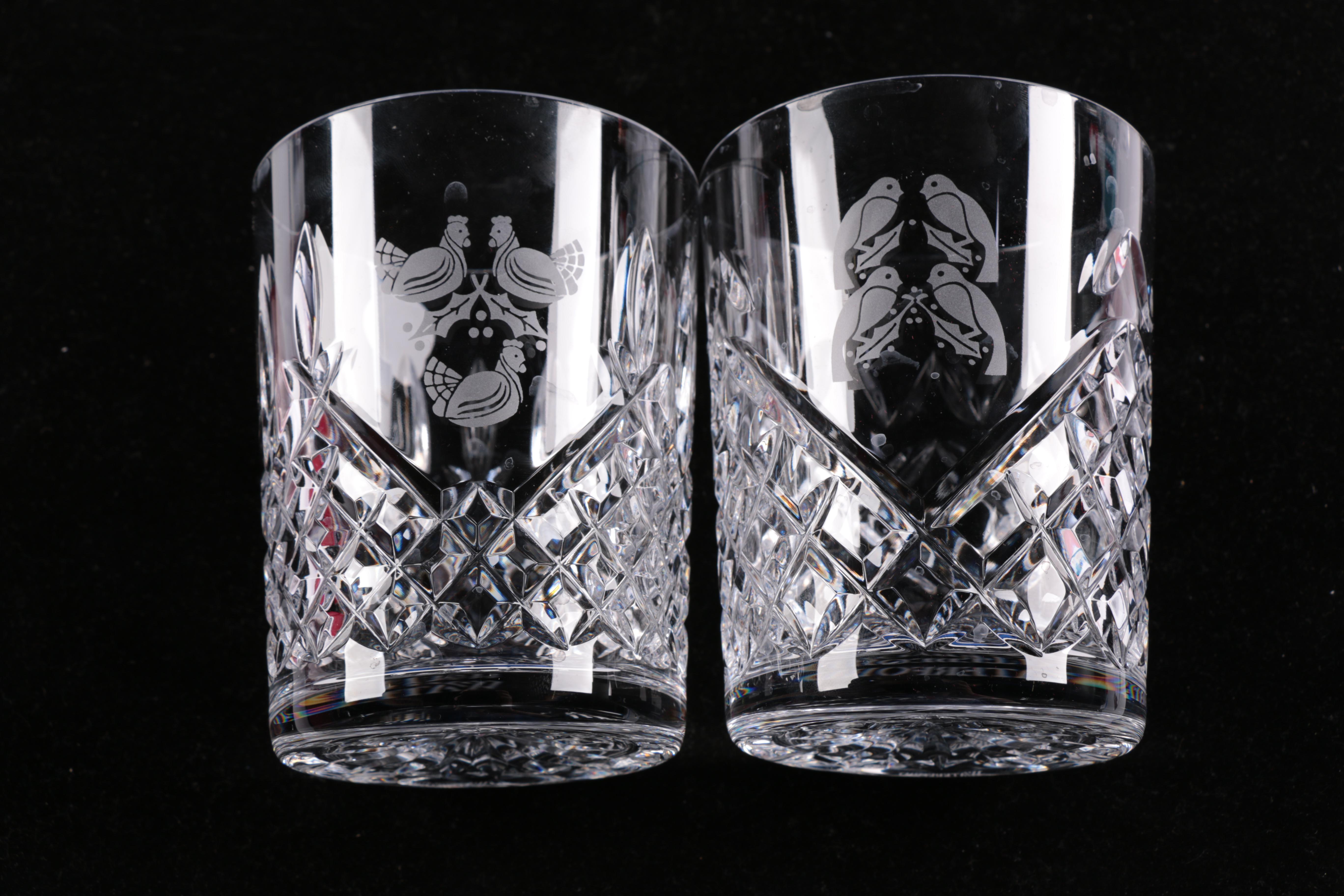 Waterford Crystal Limited Edition "12 Days of Christmas" Double Old-Fashioned Glasses