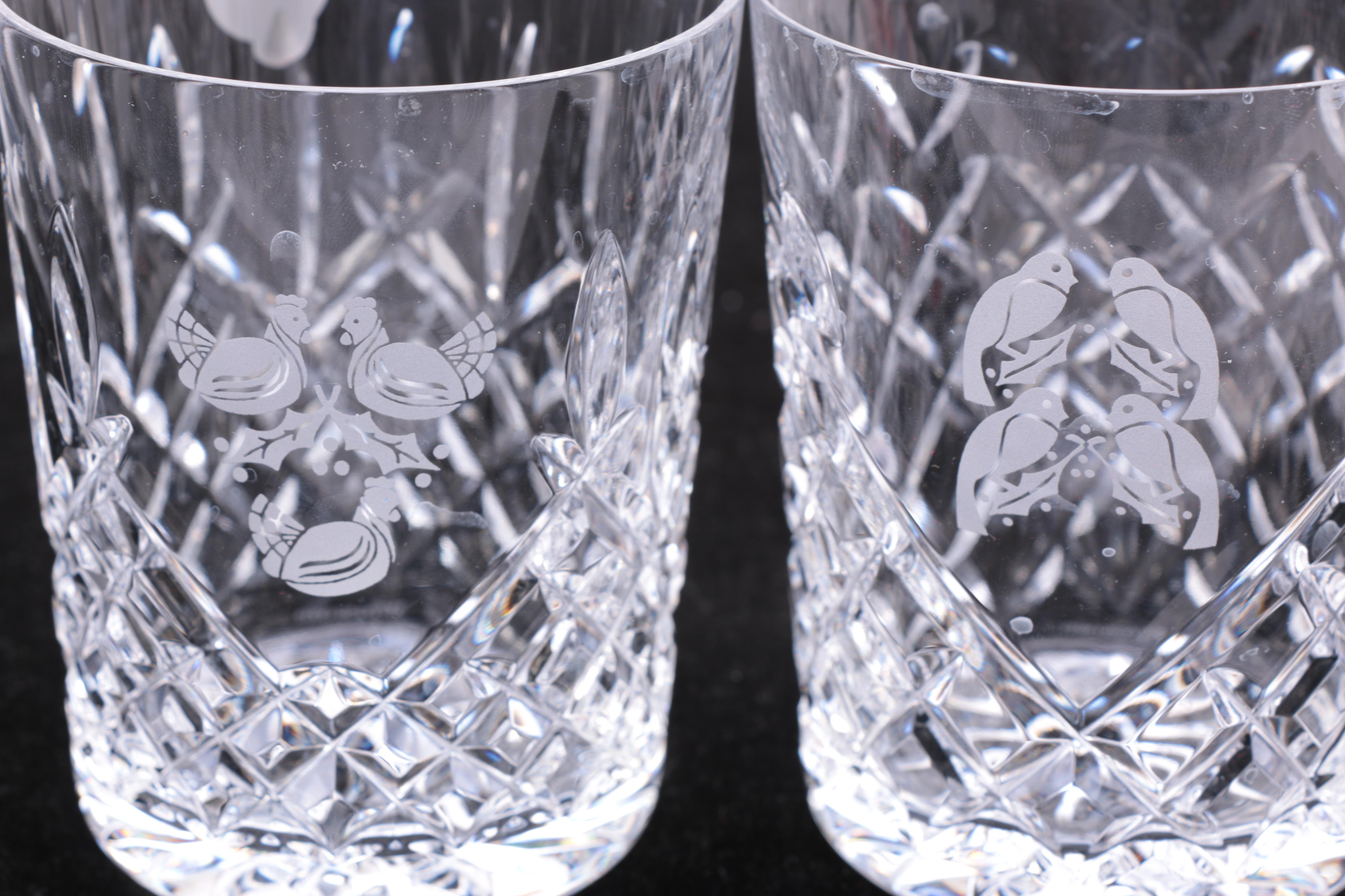 Waterford Crystal Limited Edition "12 Days of Christmas" Double Old-Fashioned Glasses