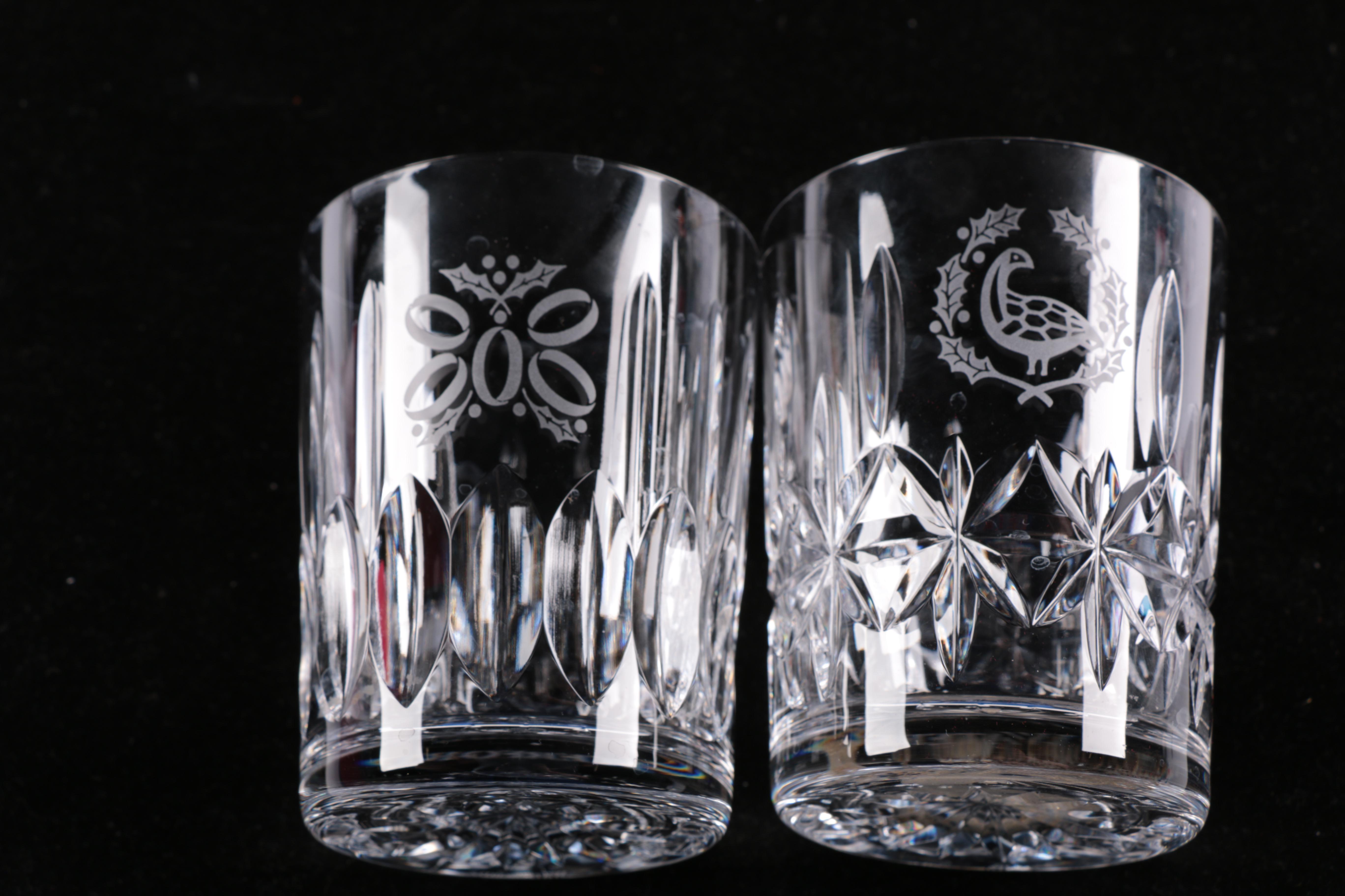 Waterford Crystal Limited Edition "12 Days of Christmas" Double Old-Fashioned Glasses