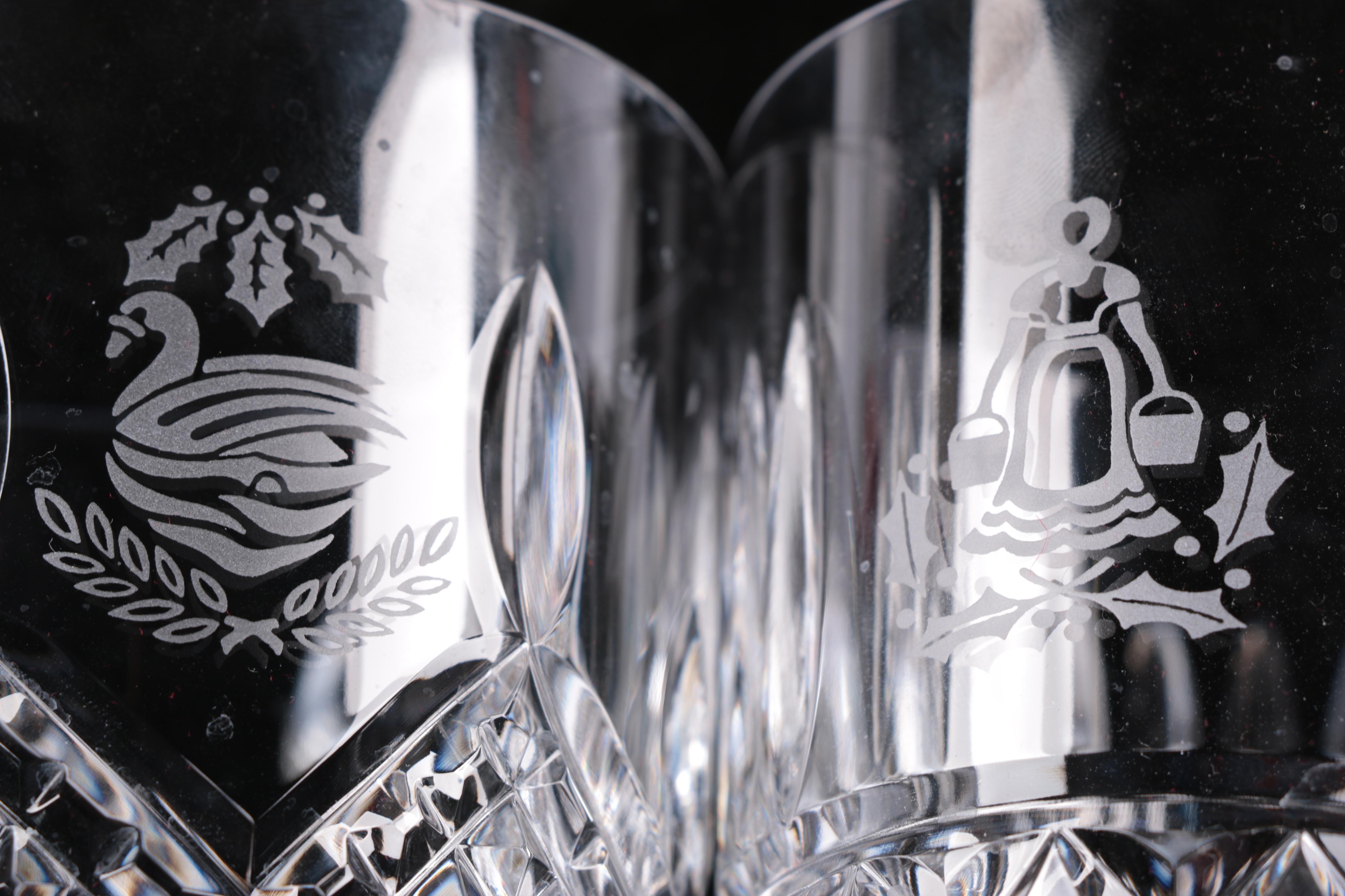 Waterford Crystal Limited Edition "12 Days of Christmas" Double Old-Fashioned Glasses