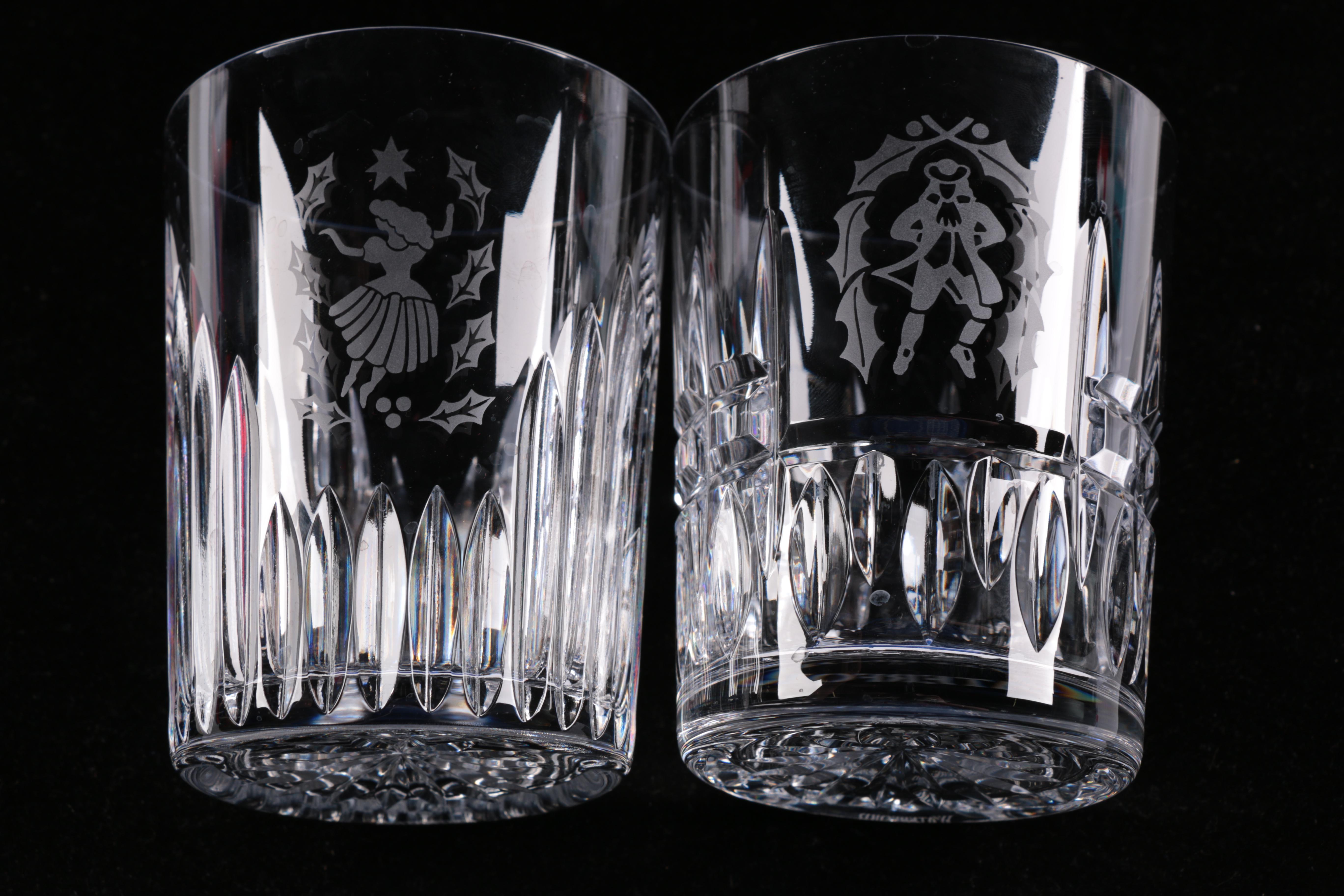 Waterford Crystal Limited Edition "12 Days of Christmas" Double Old-Fashioned Glasses