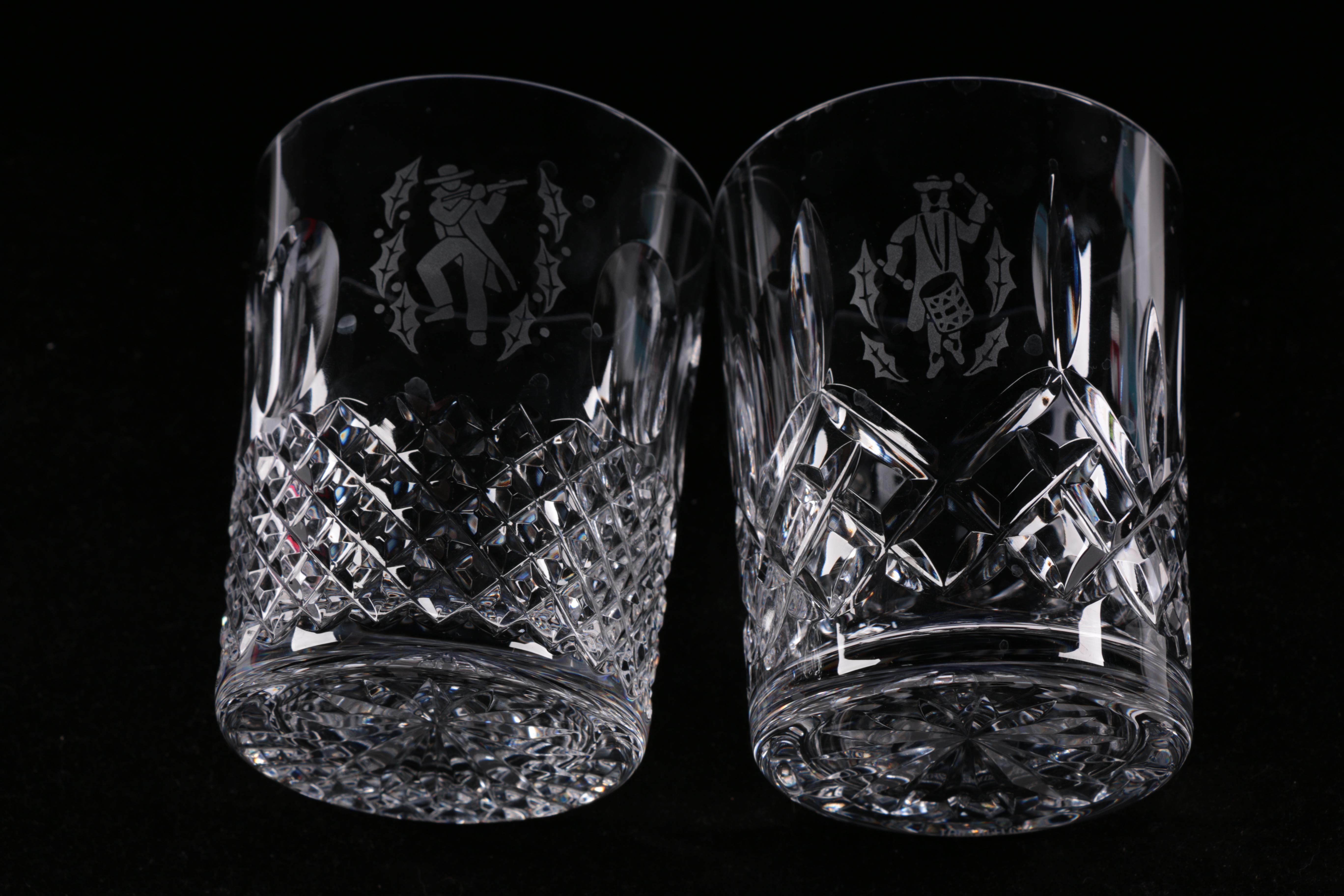 Waterford Crystal Limited Edition "12 Days of Christmas" Double Old-Fashioned Glasses