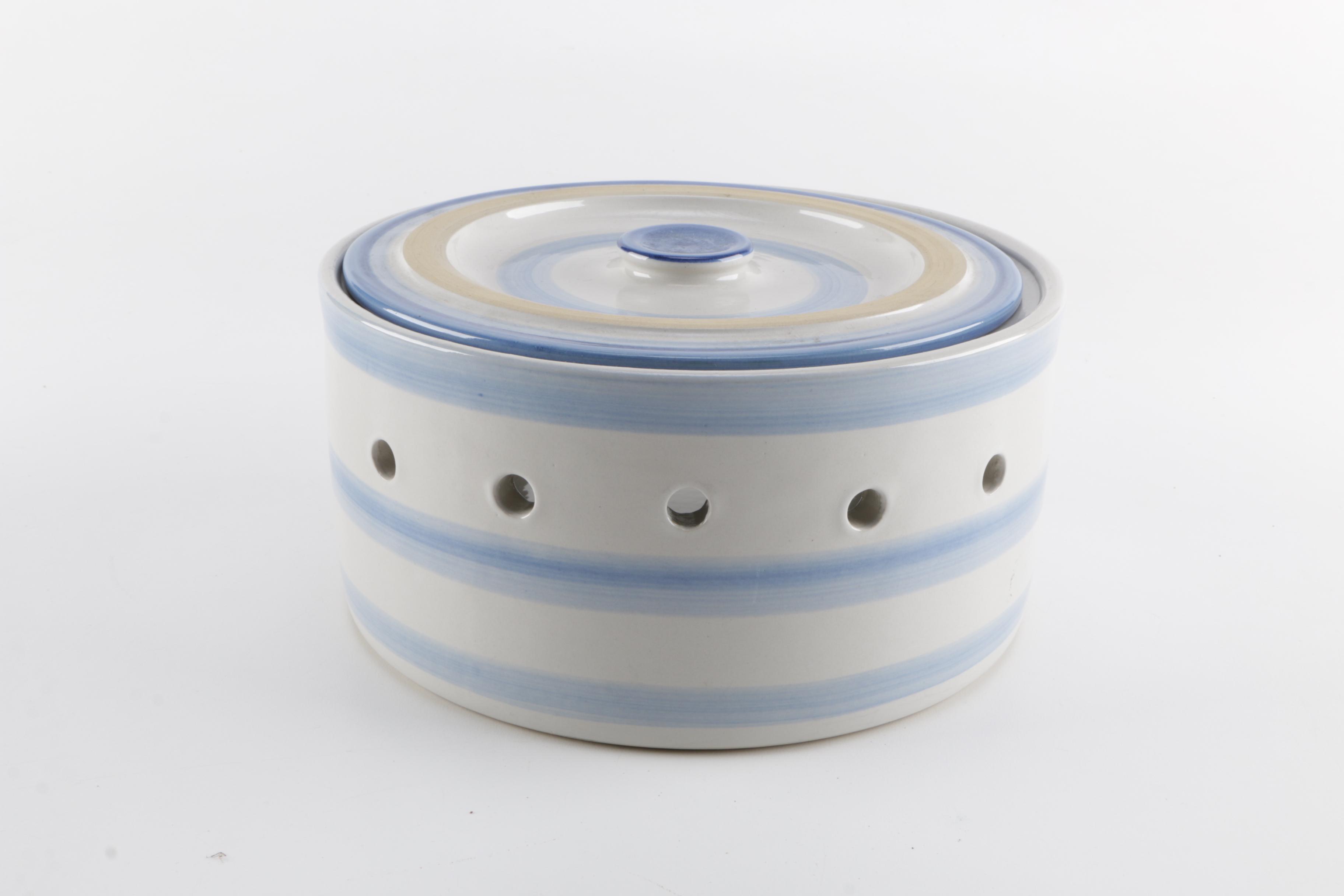 M.A. Hadley "Country Scene Blue" Beverage Dispenser