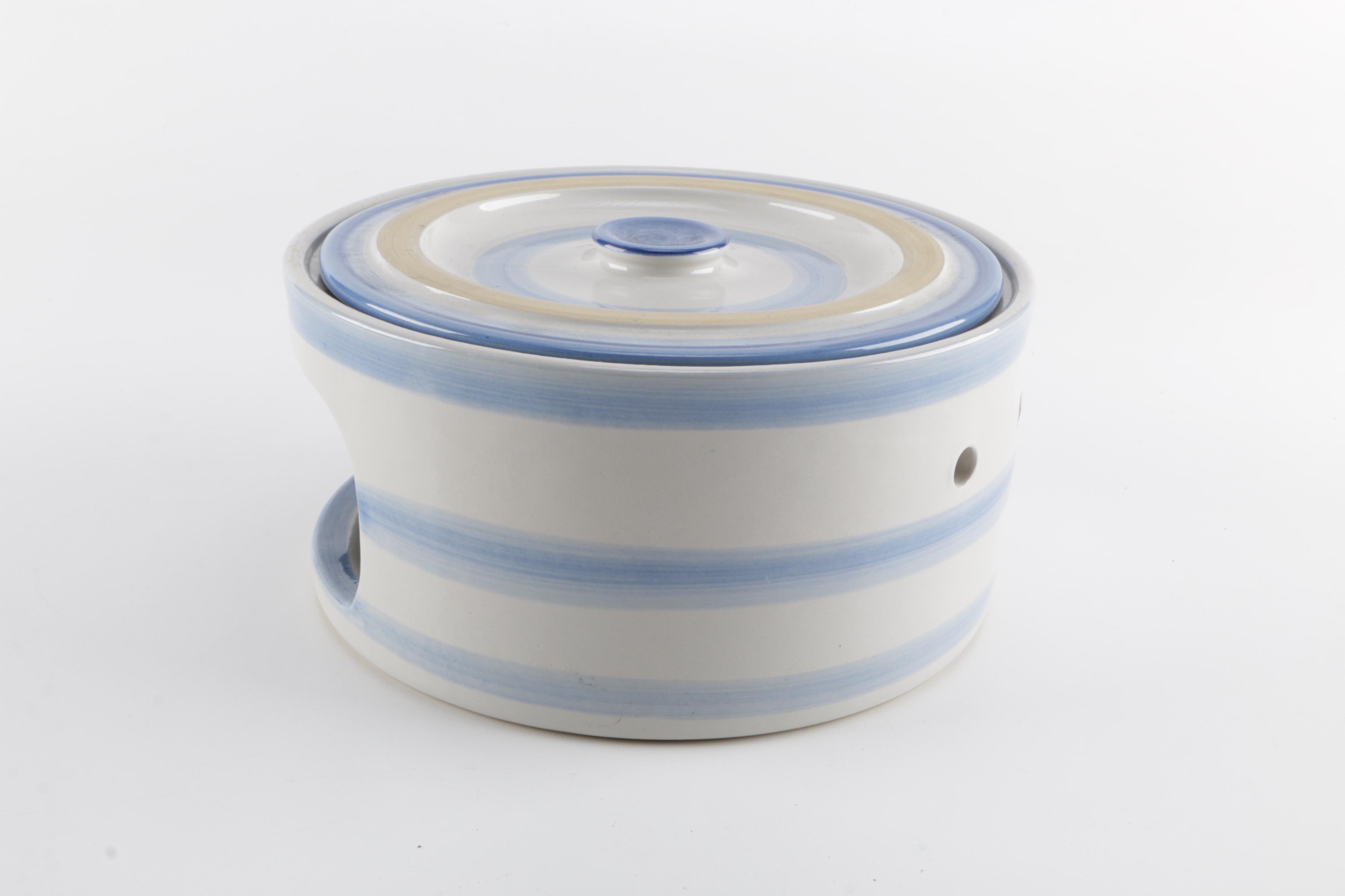 M.A. Hadley "Country Scene Blue" Beverage Dispenser