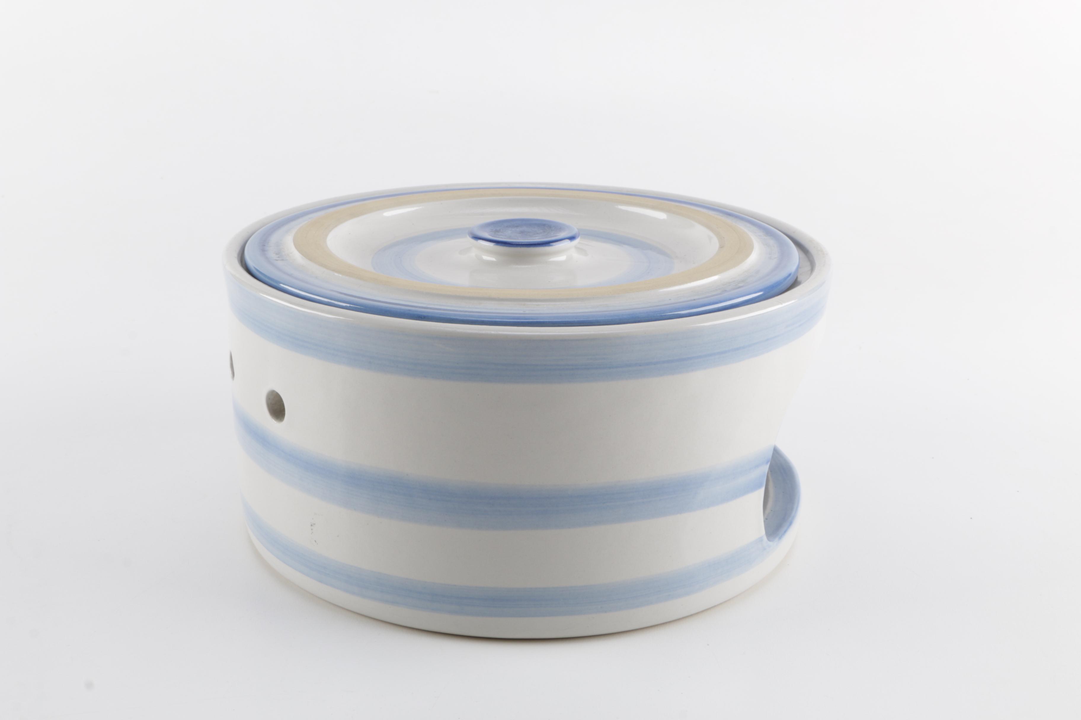 M.A. Hadley "Country Scene Blue" Beverage Dispenser