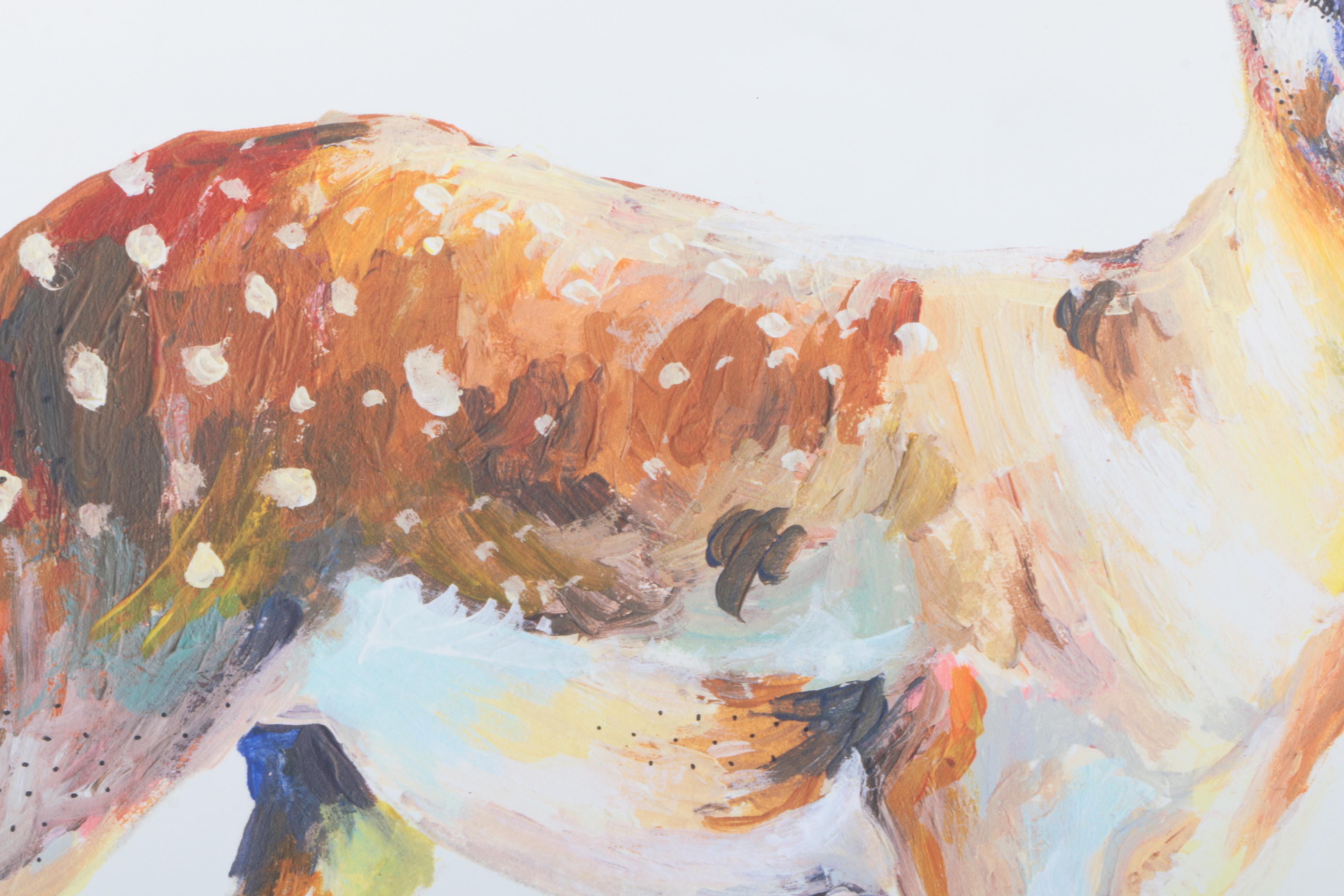 Giclee on Paper After Olivia Charmaine "Deer Wearing Gym Socks"