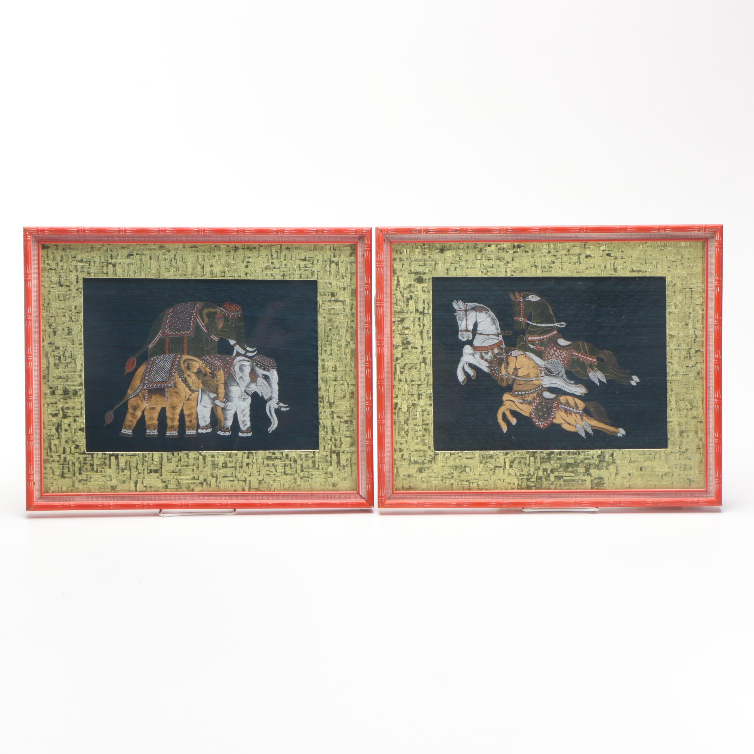 East Asian Gouache Paintings on Silk