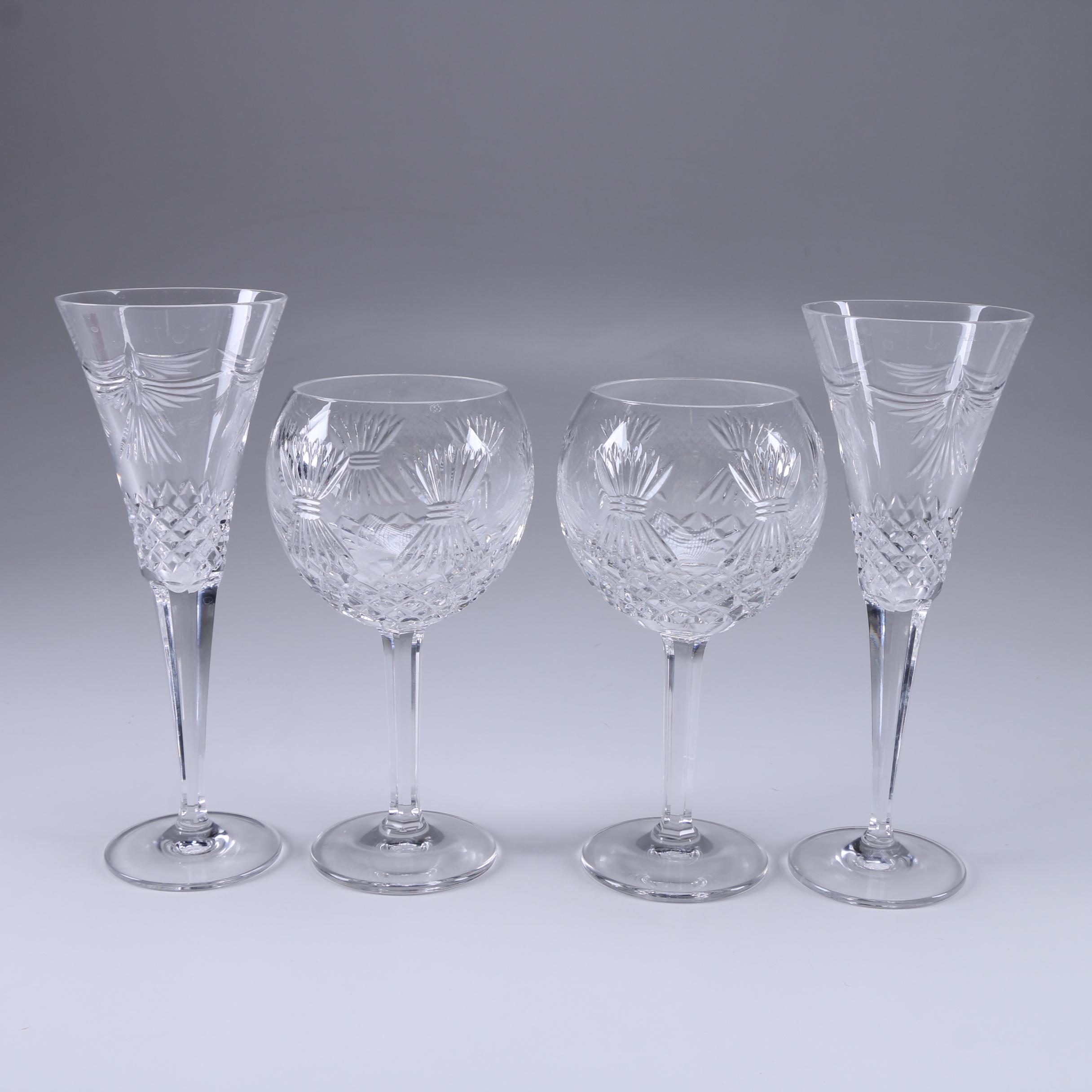 Waterford Crystal "Millenium Peace" Champagne and "Harvest Thanksgiving" Wine Glasses
