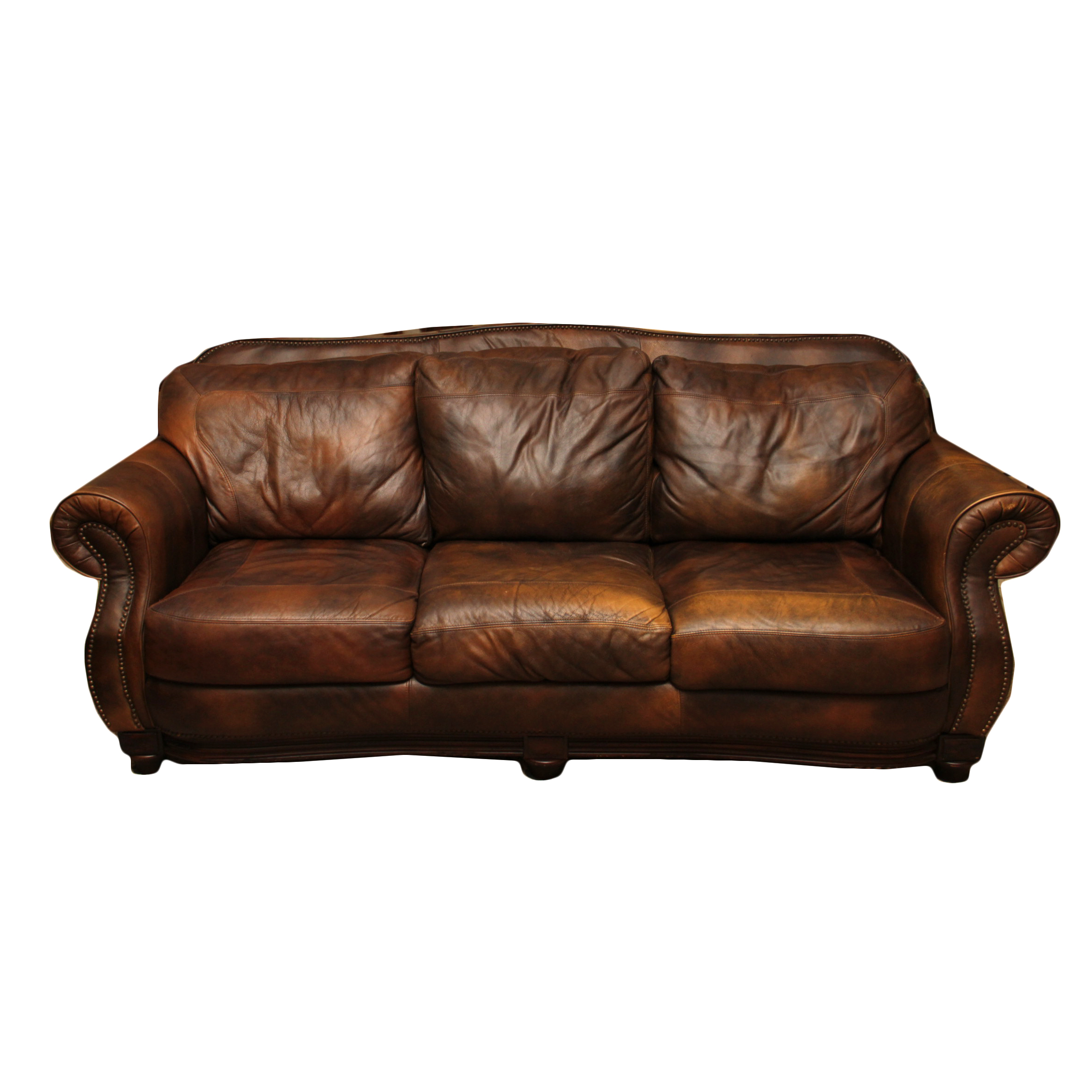 Brown Leather Sofa by Lane