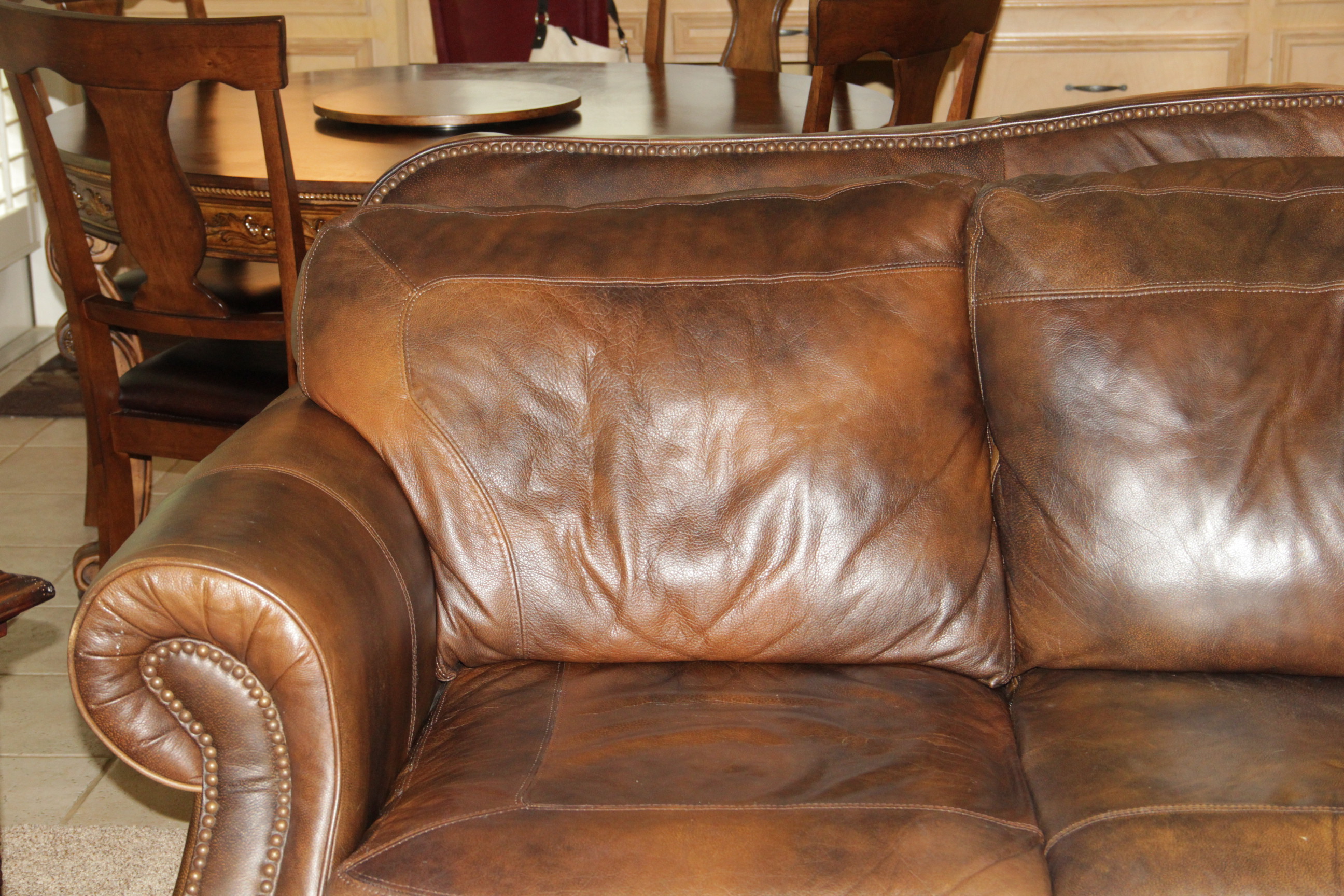 Brown Leather Sofa by Lane