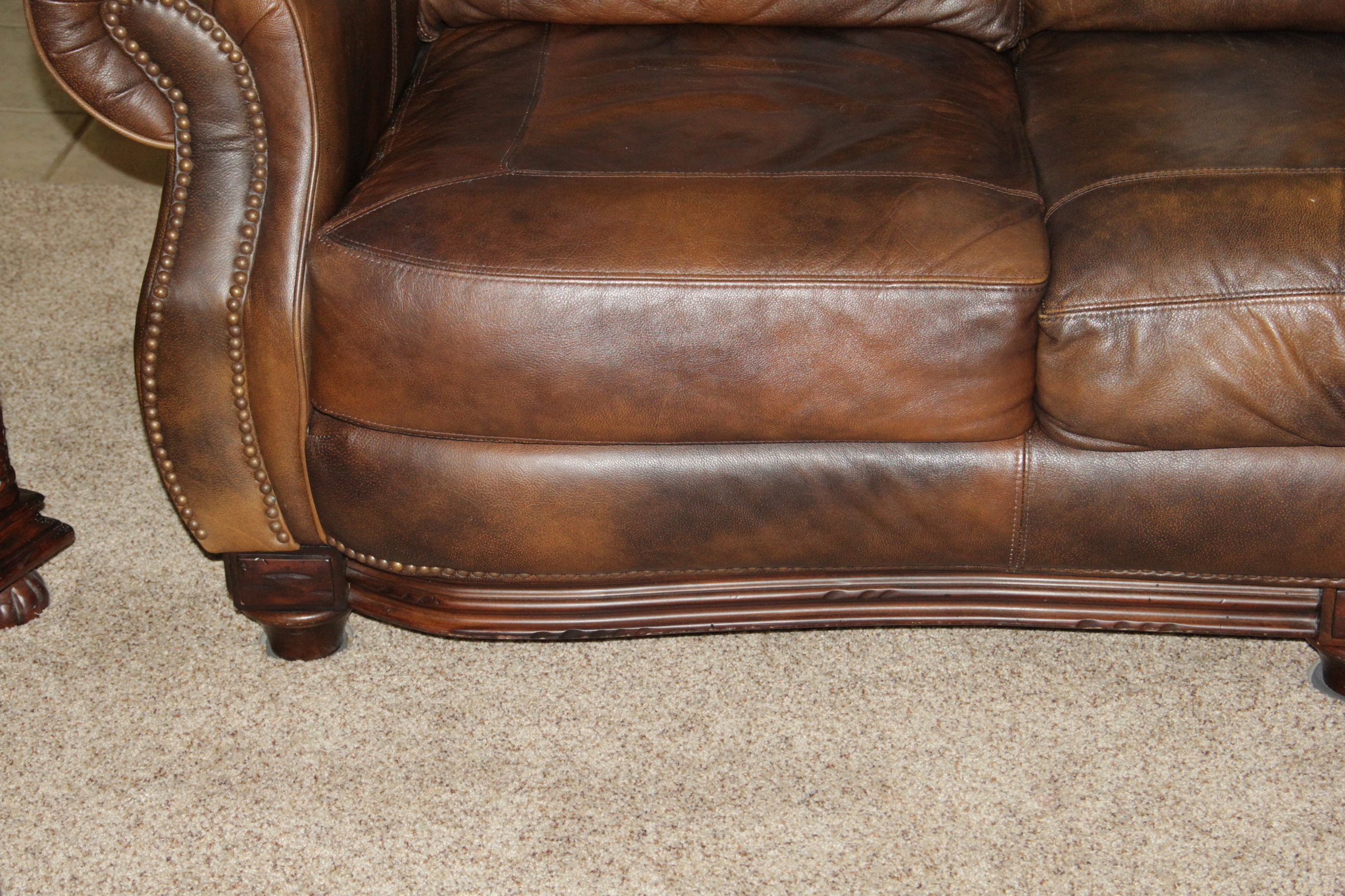 Brown Leather Sofa by Lane