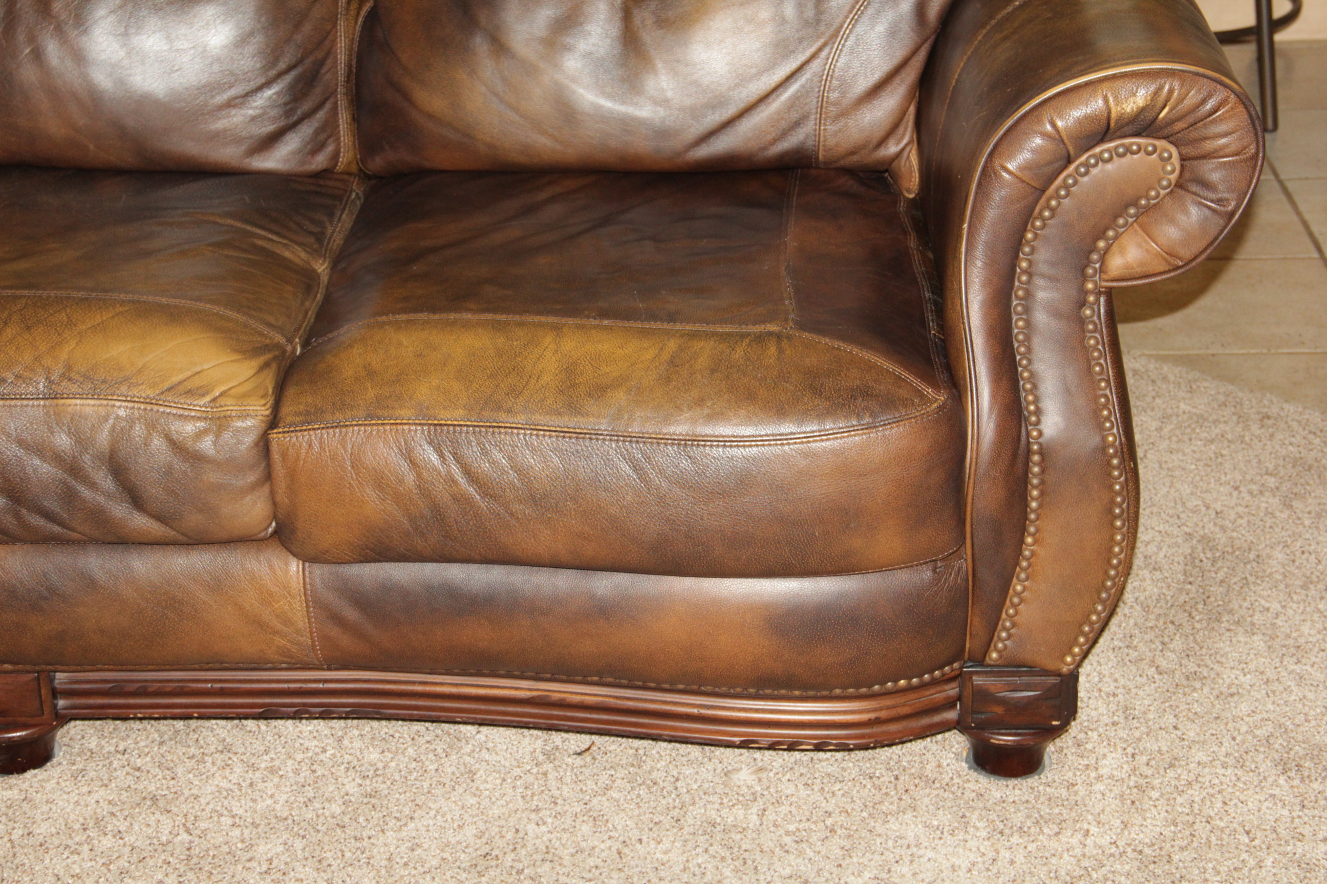 Brown Leather Sofa by Lane