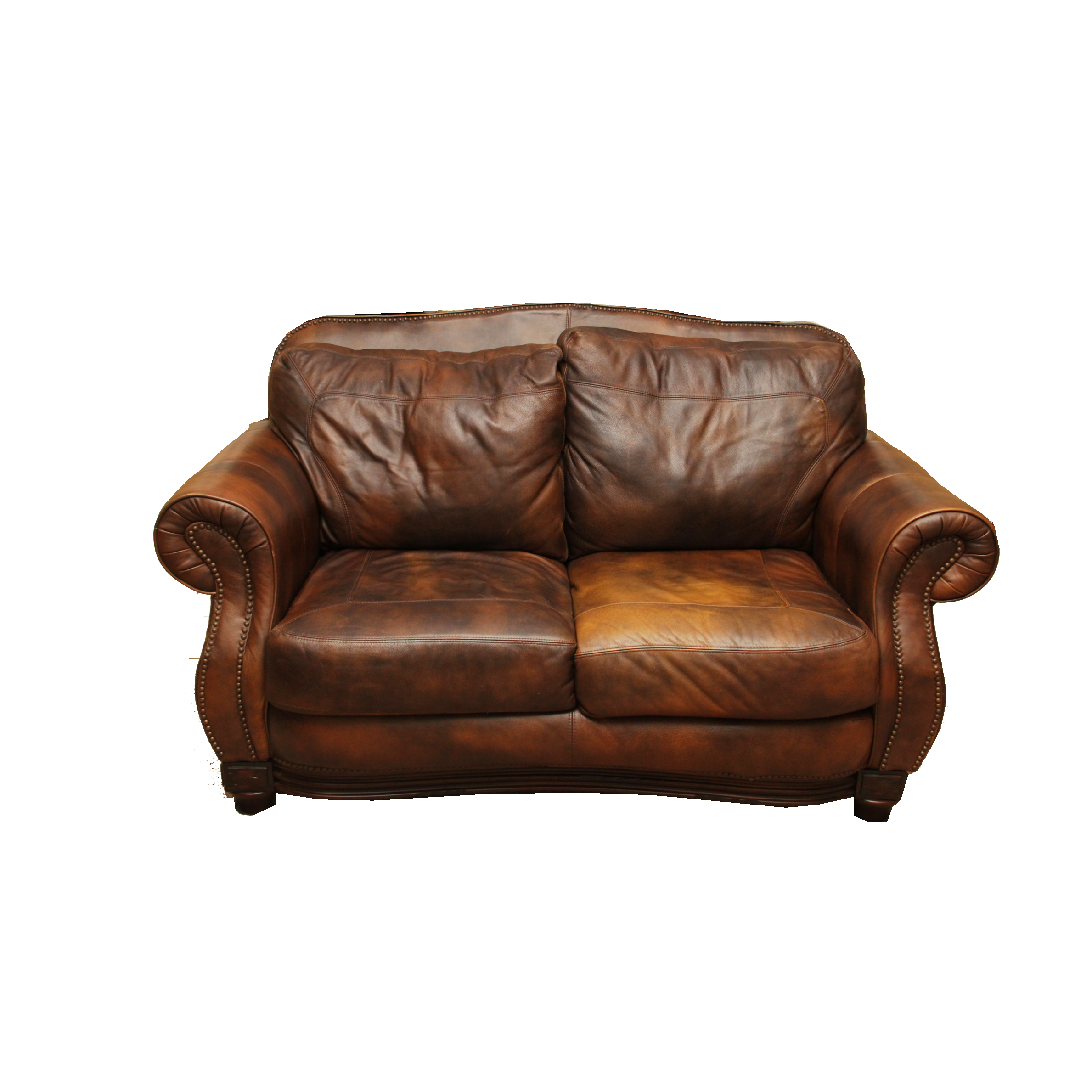 Brown Leather Love Seat by Lane