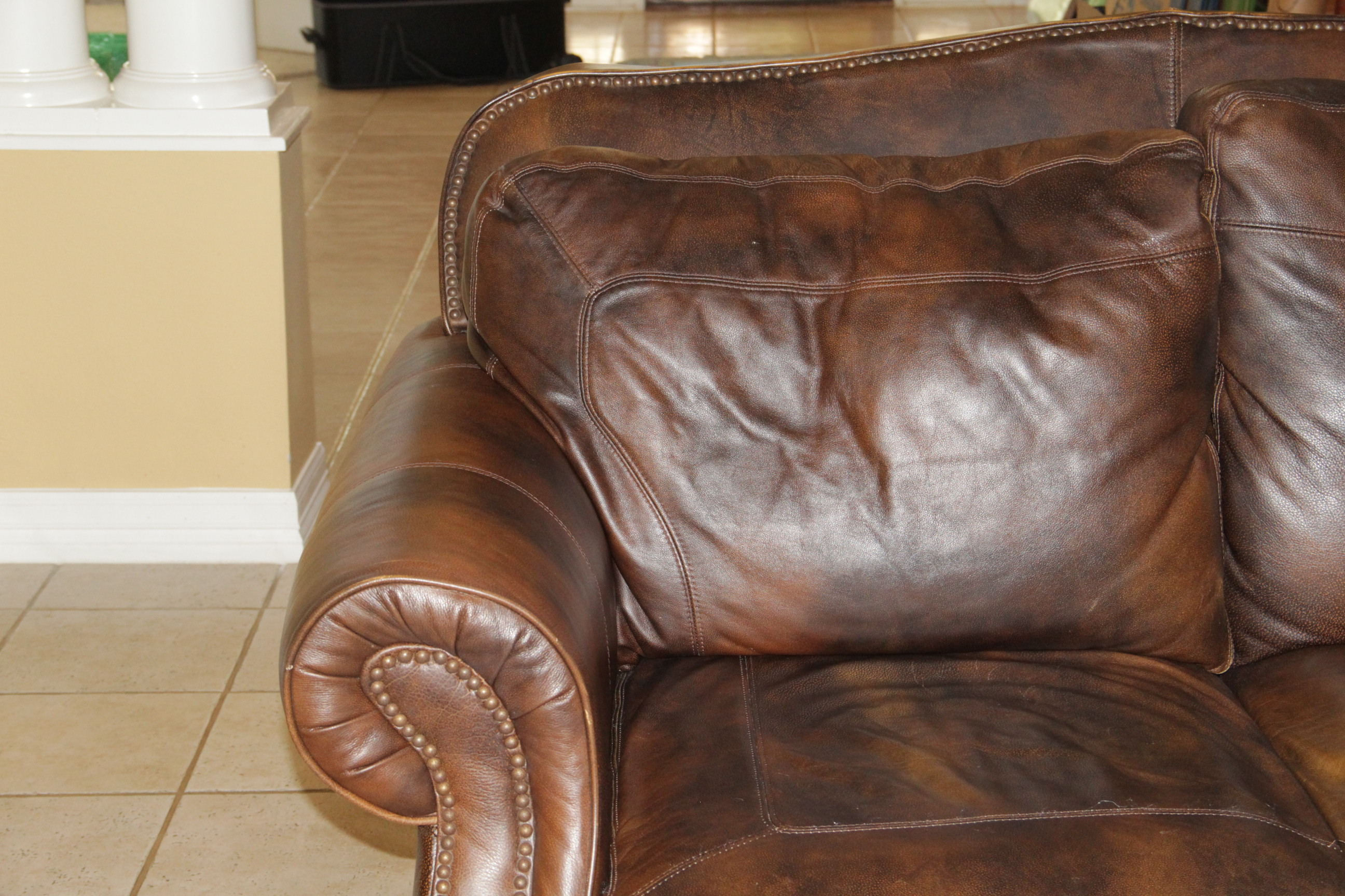 Brown Leather Love Seat by Lane