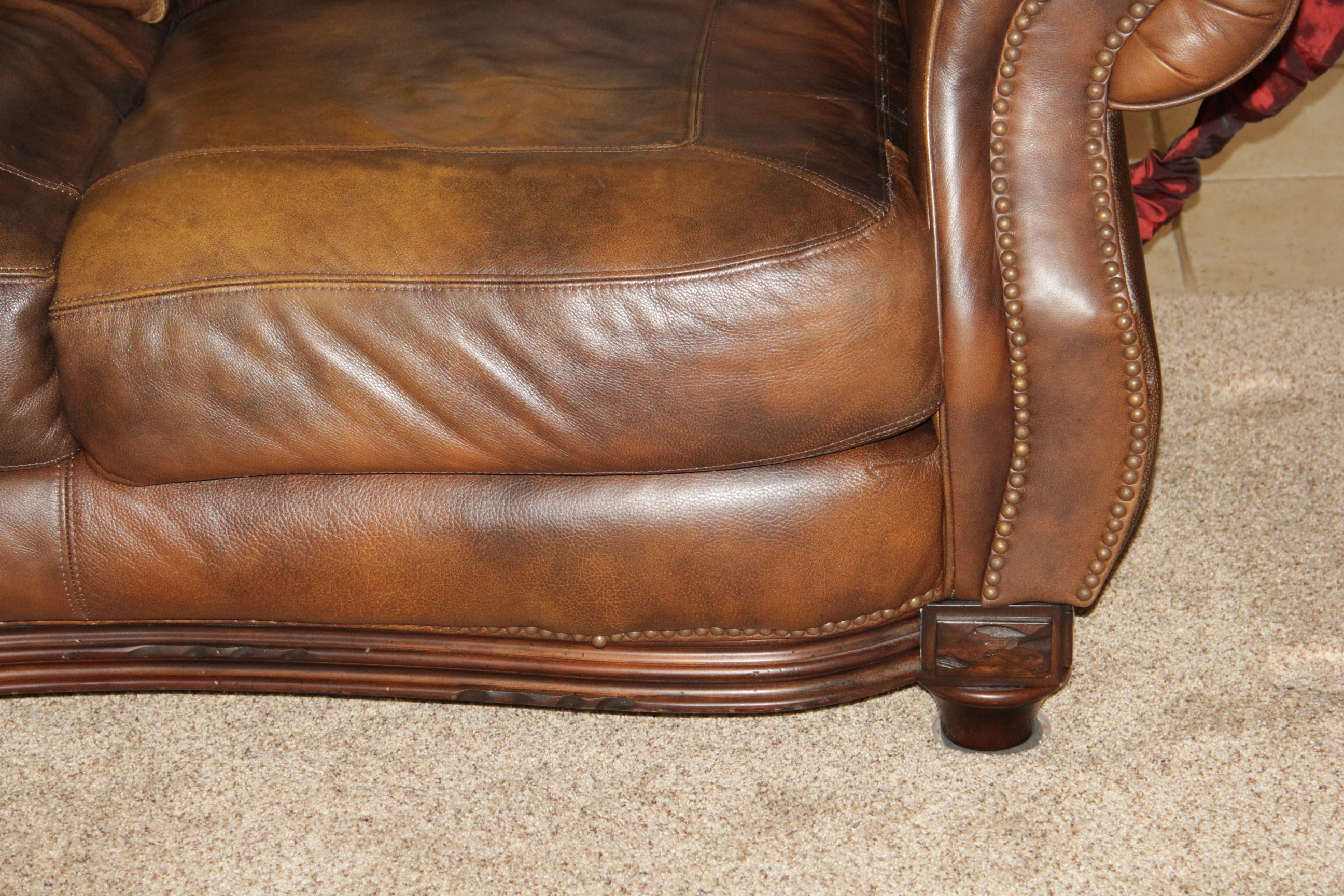 Brown Leather Love Seat by Lane